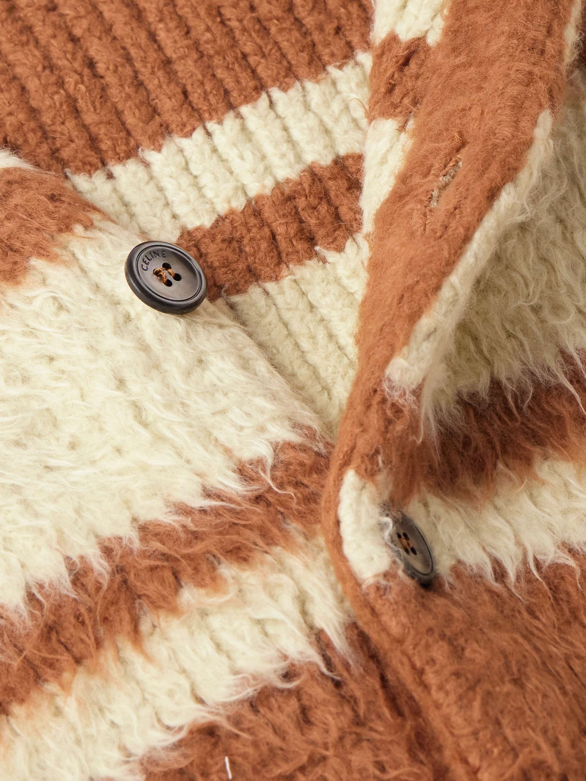 Striped Brushed Cotton-Blend Cardigan view