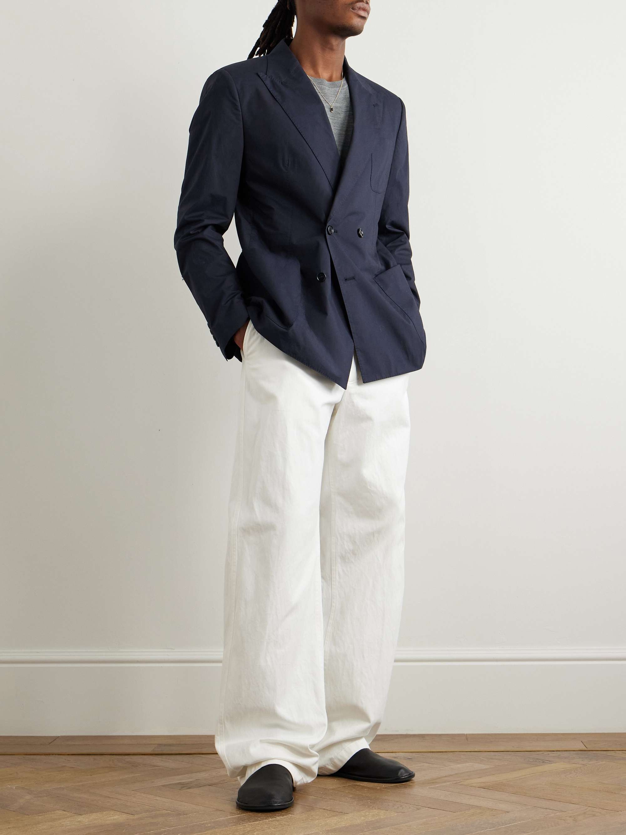 Taormina Double-Breasted Cotton-Poplin Blazer view