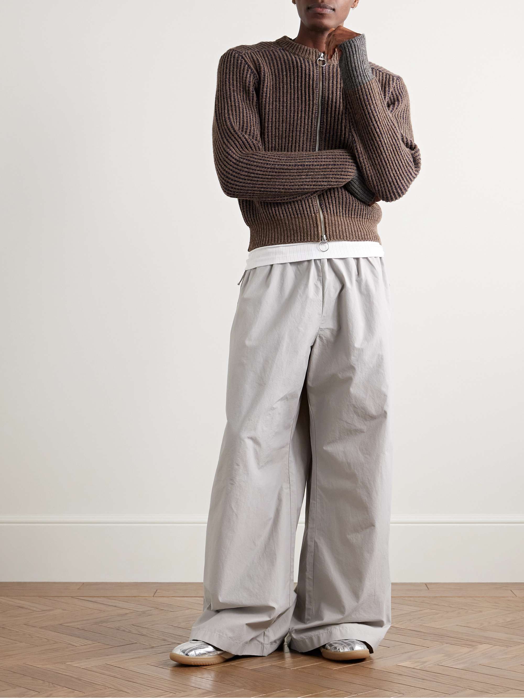 Pubbero Wide-Leg Cotton and Nylon-Blend Trousers view