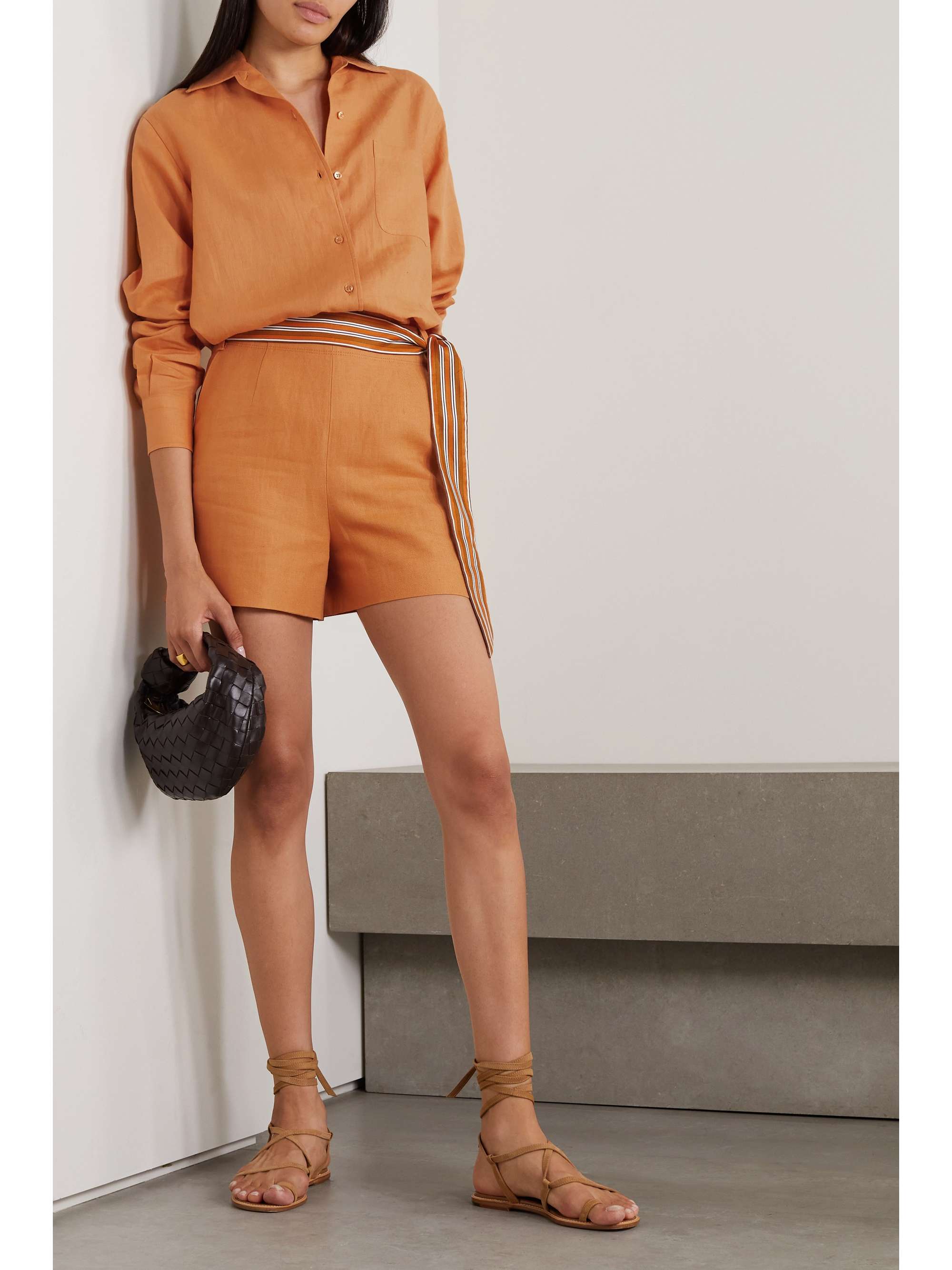 Antigua belted linen shorts view