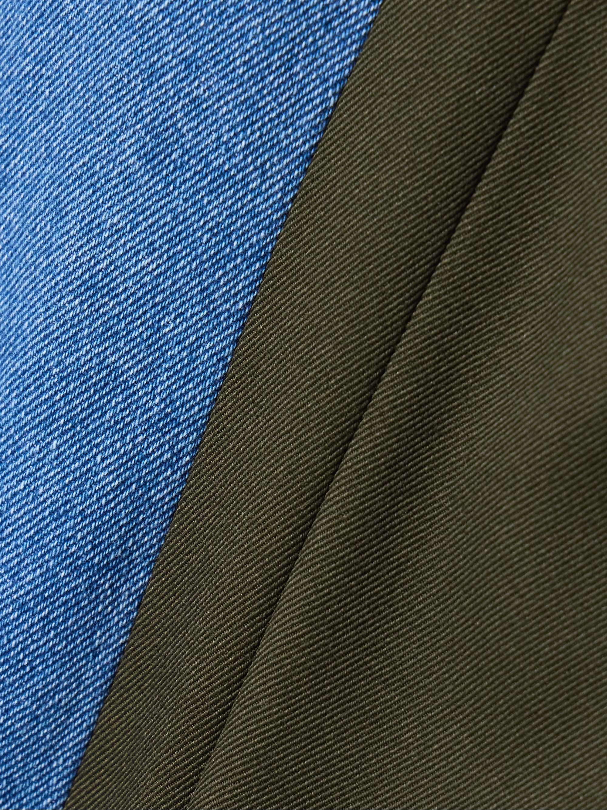Denitrouser paneled pleated wool-blend and denim pants view