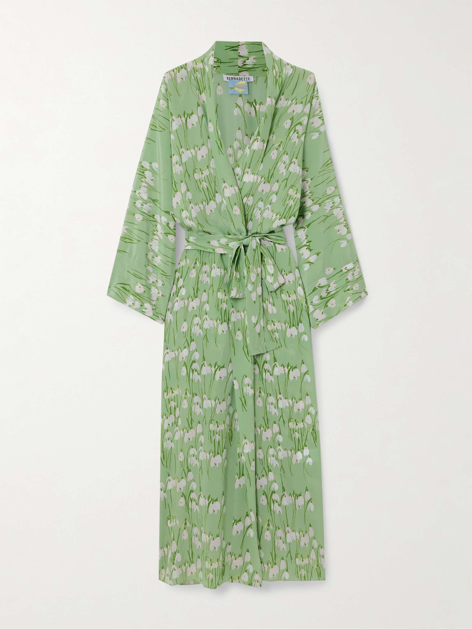 Floral-print silk midi wrap dress view