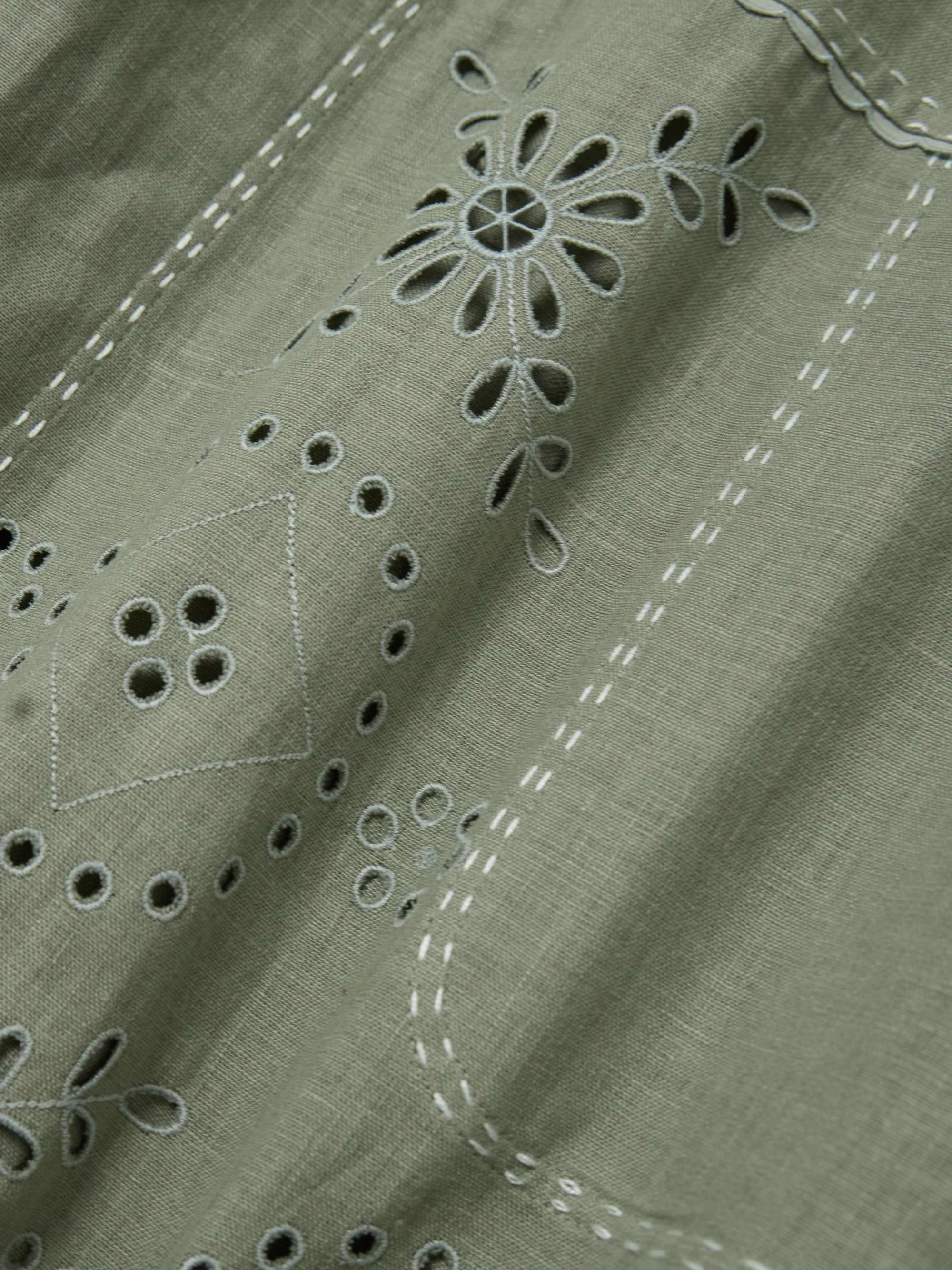 Sabrina scalloped broderie anglaise linen midi dress view