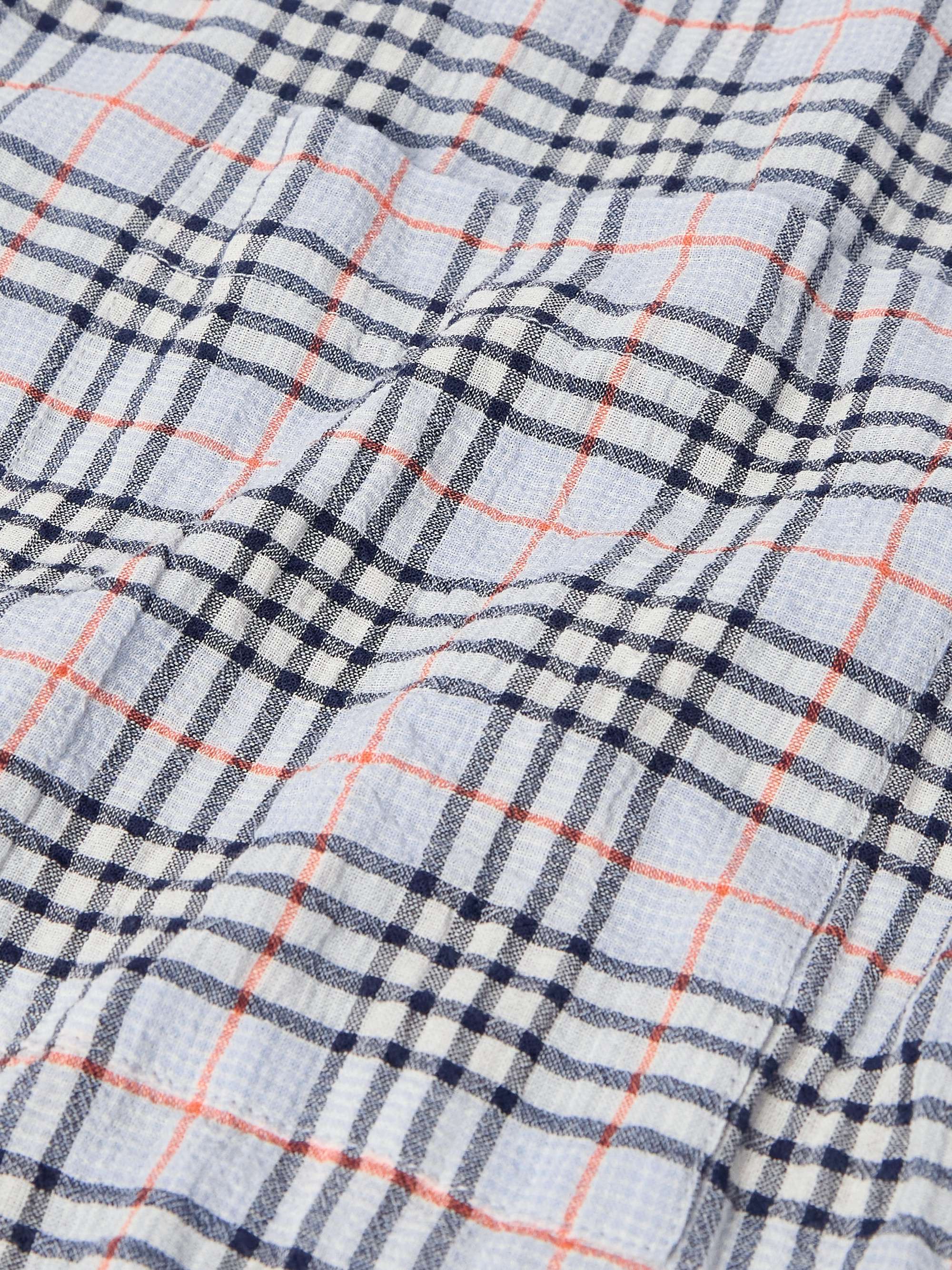 Solana Camp-Collar Checked Cotton and Wool-Blend Seersucker Shirt view