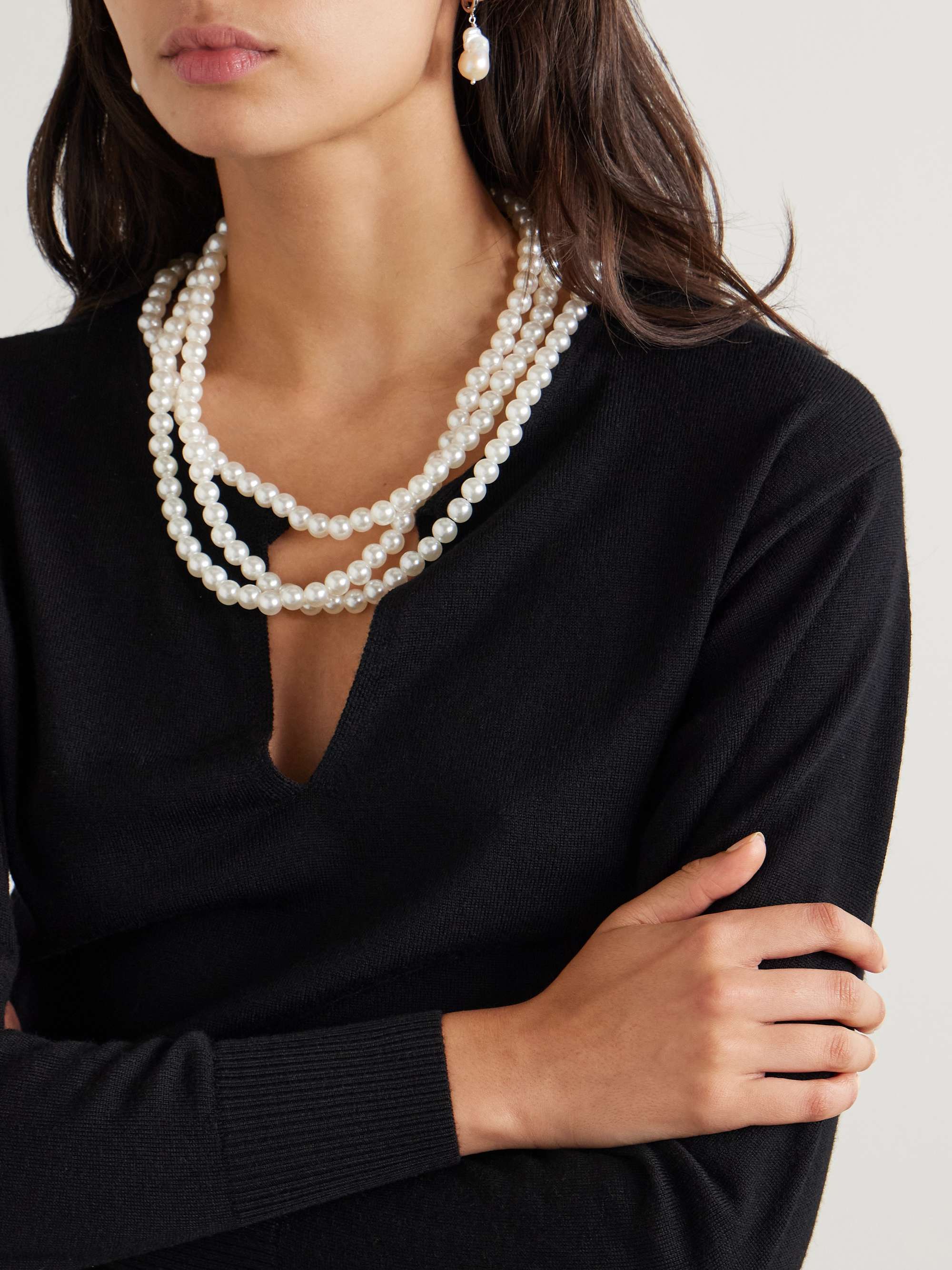 Crush faux pearl-embellished wool sweater view
