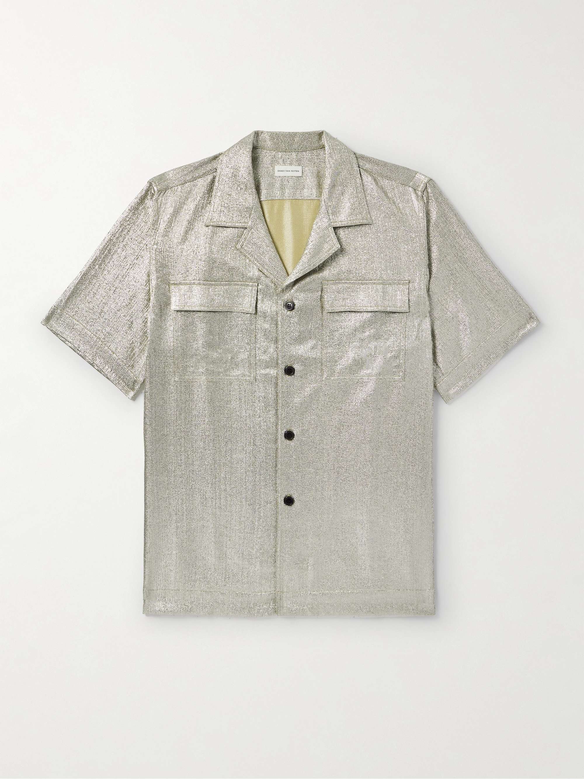 Camp-Collar Lamé Shirt view