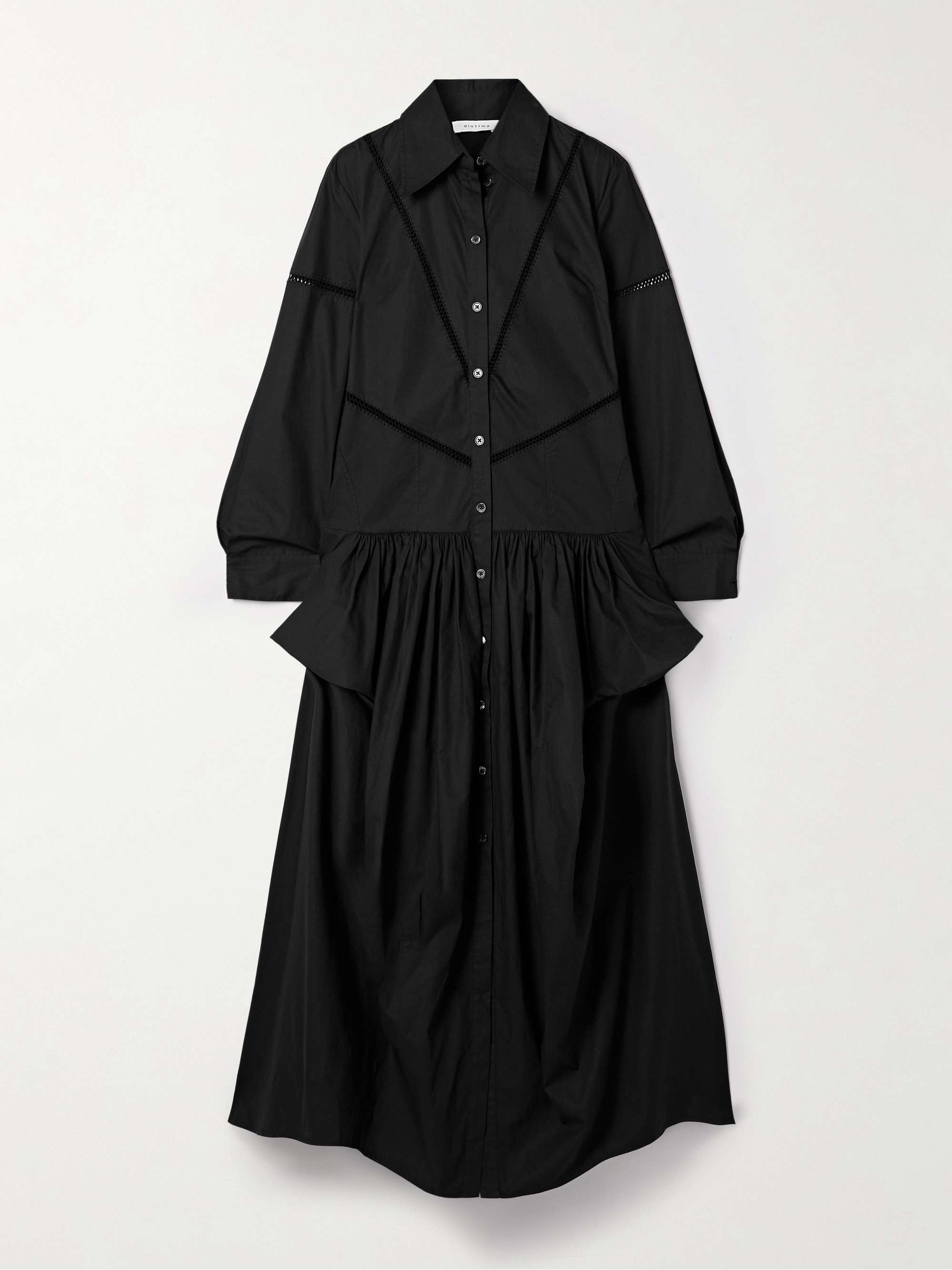 Ritual crochet-trimmed gathered cotton-poplin midi shirt dress view