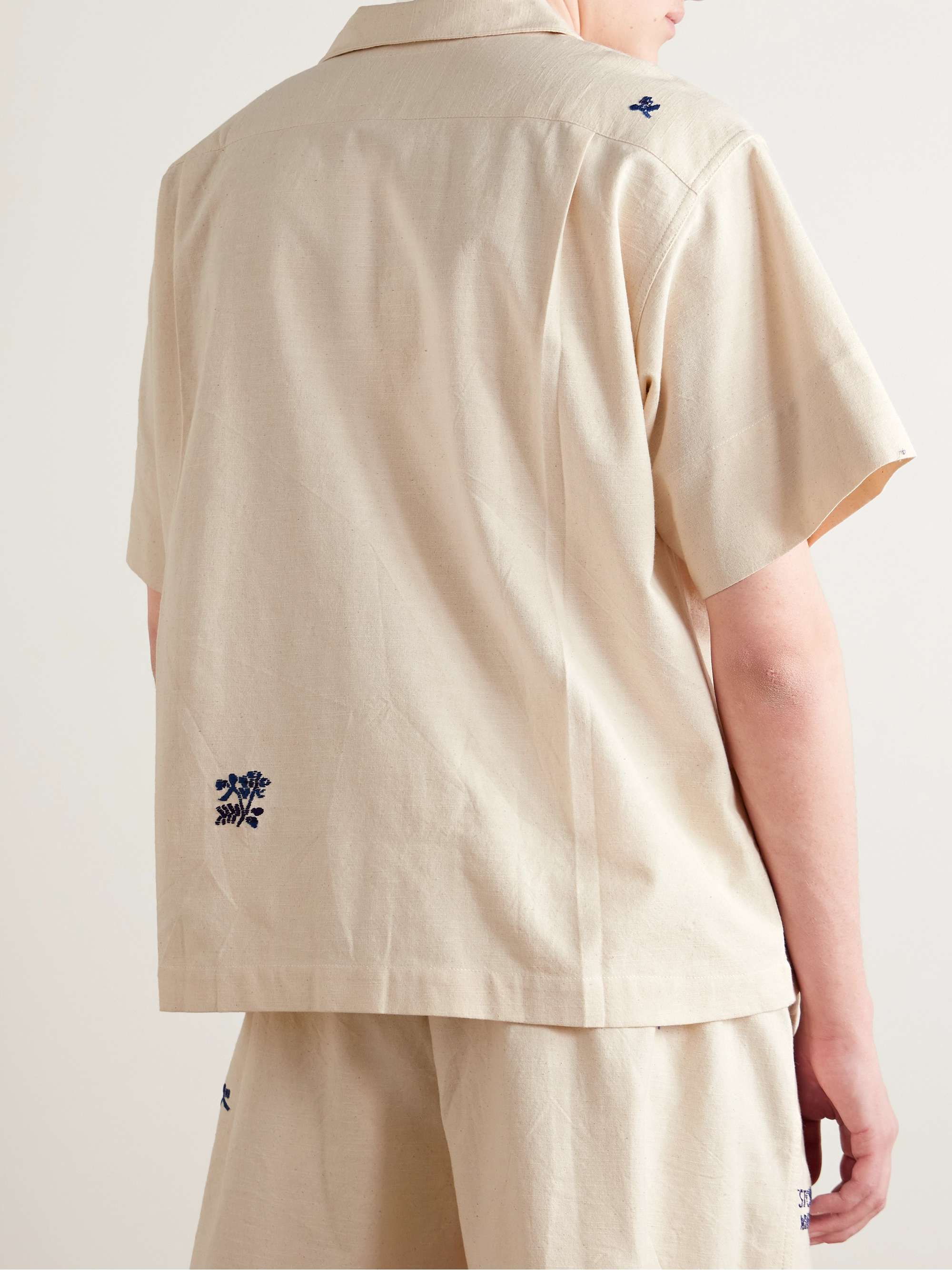 Greetings Camp-Collar Embroidered Organic Cotton Shirt view