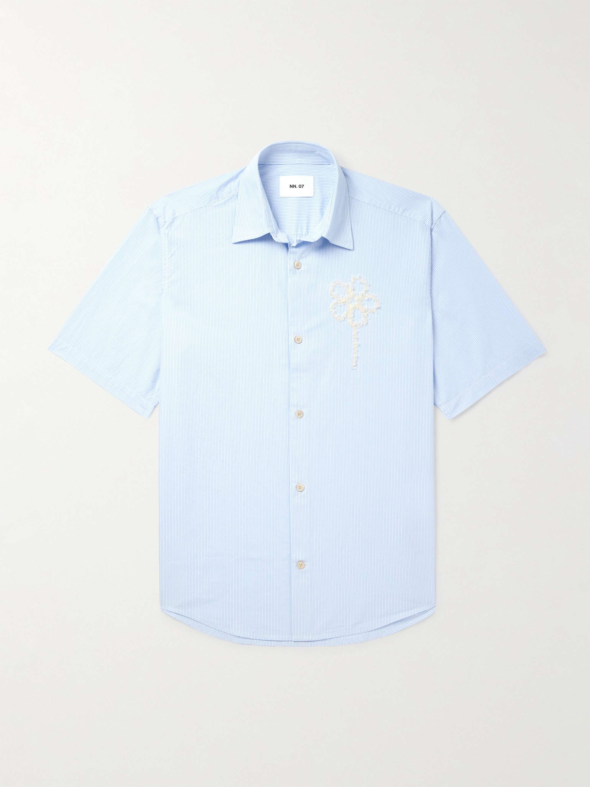 Freddy 5973 Embroidered Striped Cotton-Poplin Shirt view