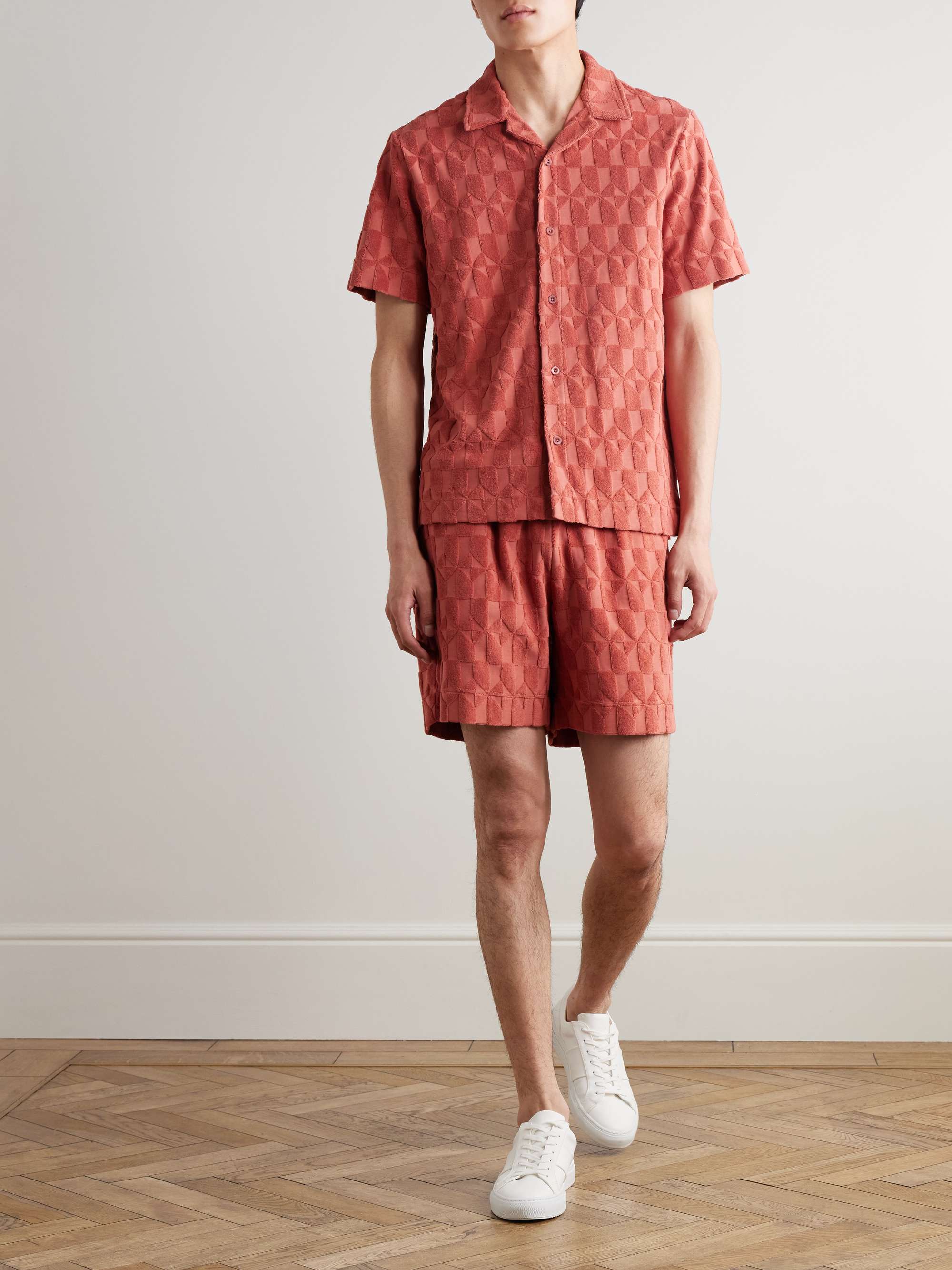 Camp-Collar Organic Cotton-Terry Jacquard Shirt view