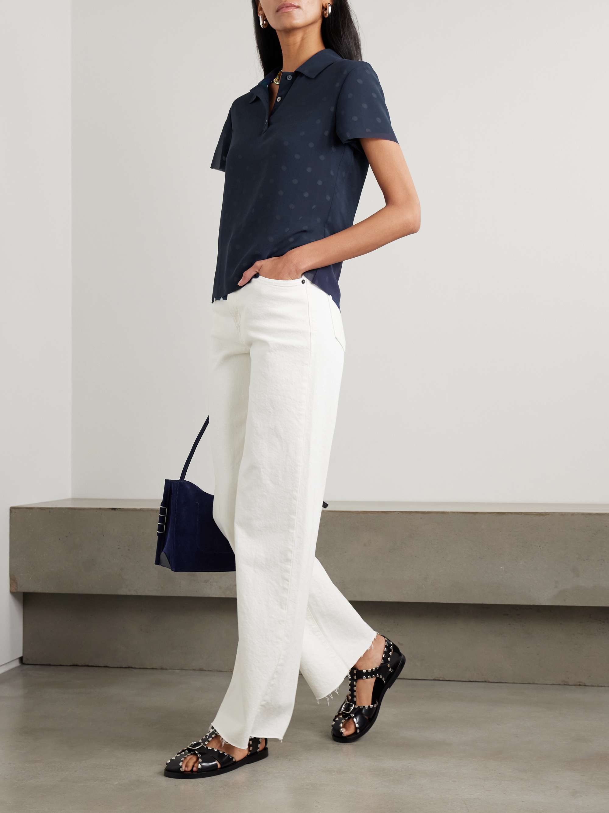 Polka-dot crepe polo shirt view