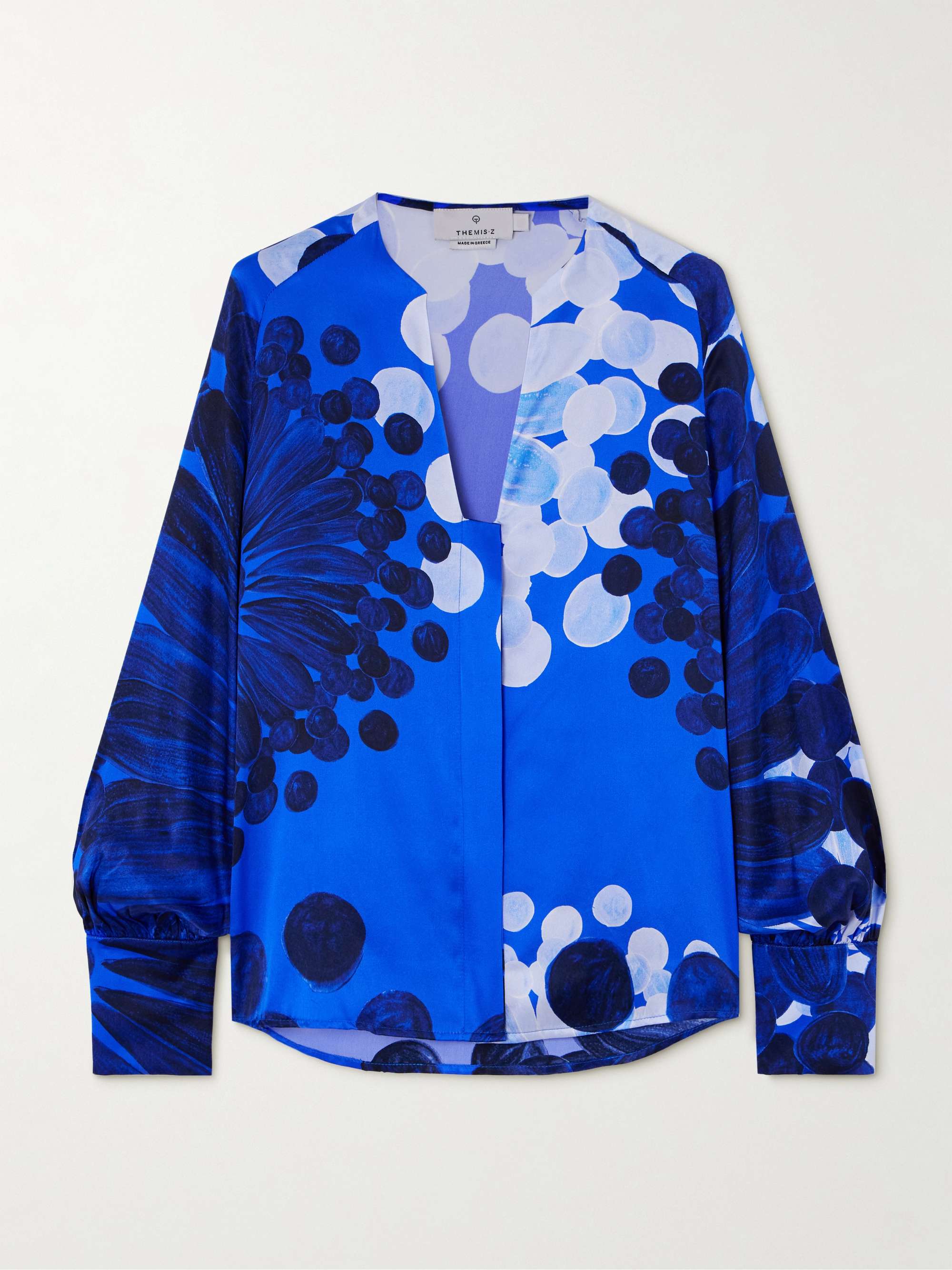 Nefeli printed silk-satin shirt view