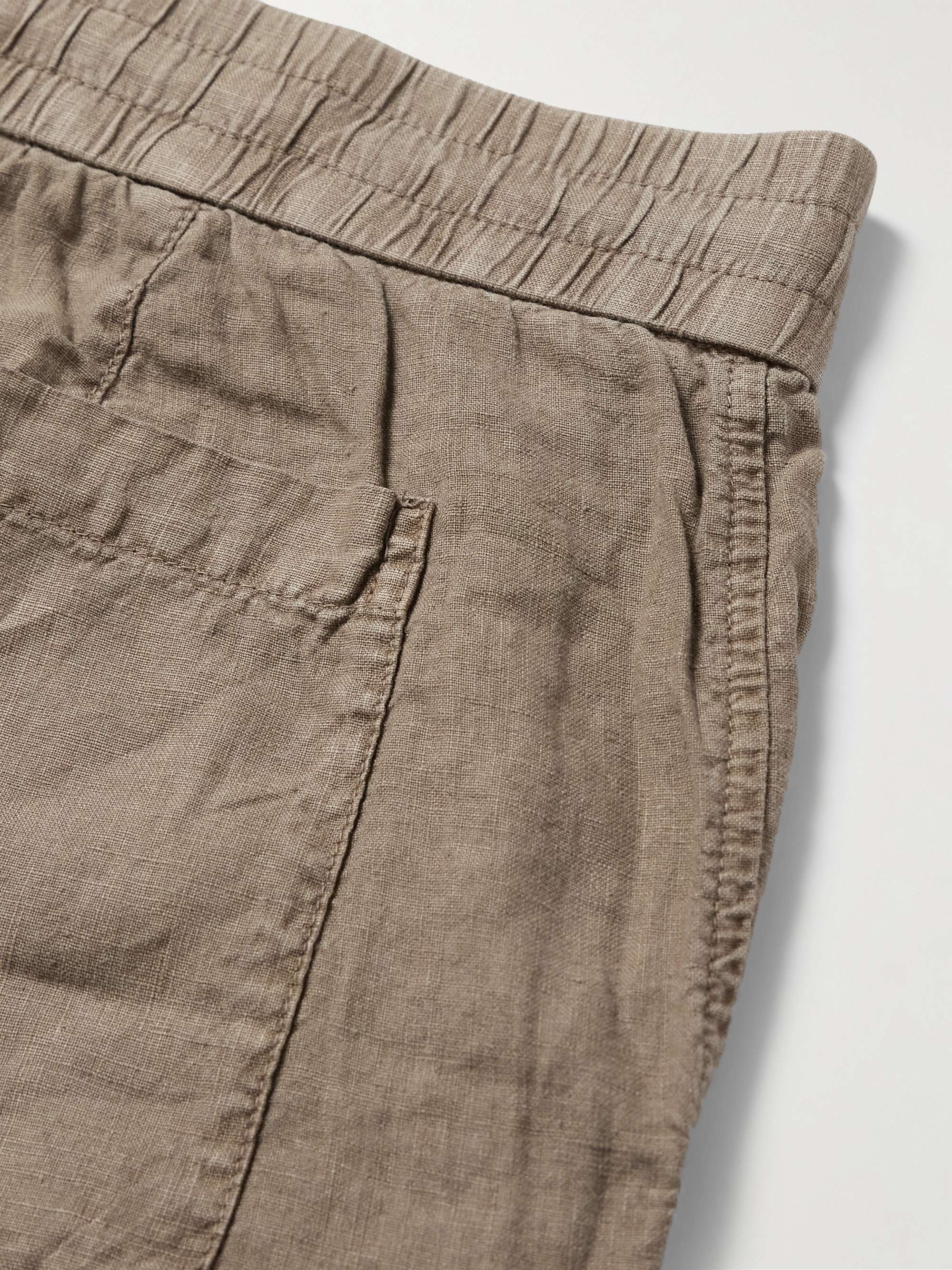 Straight-Leg Garment-Dyed Linen Drawstring Shorts view