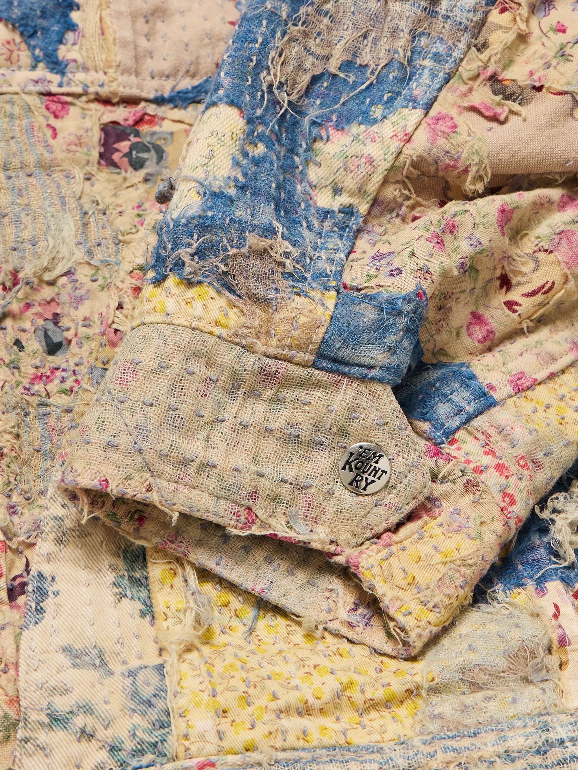 Boro Distressed Patchwork Cotton and Linen-Blend Zip-Up Jacket view