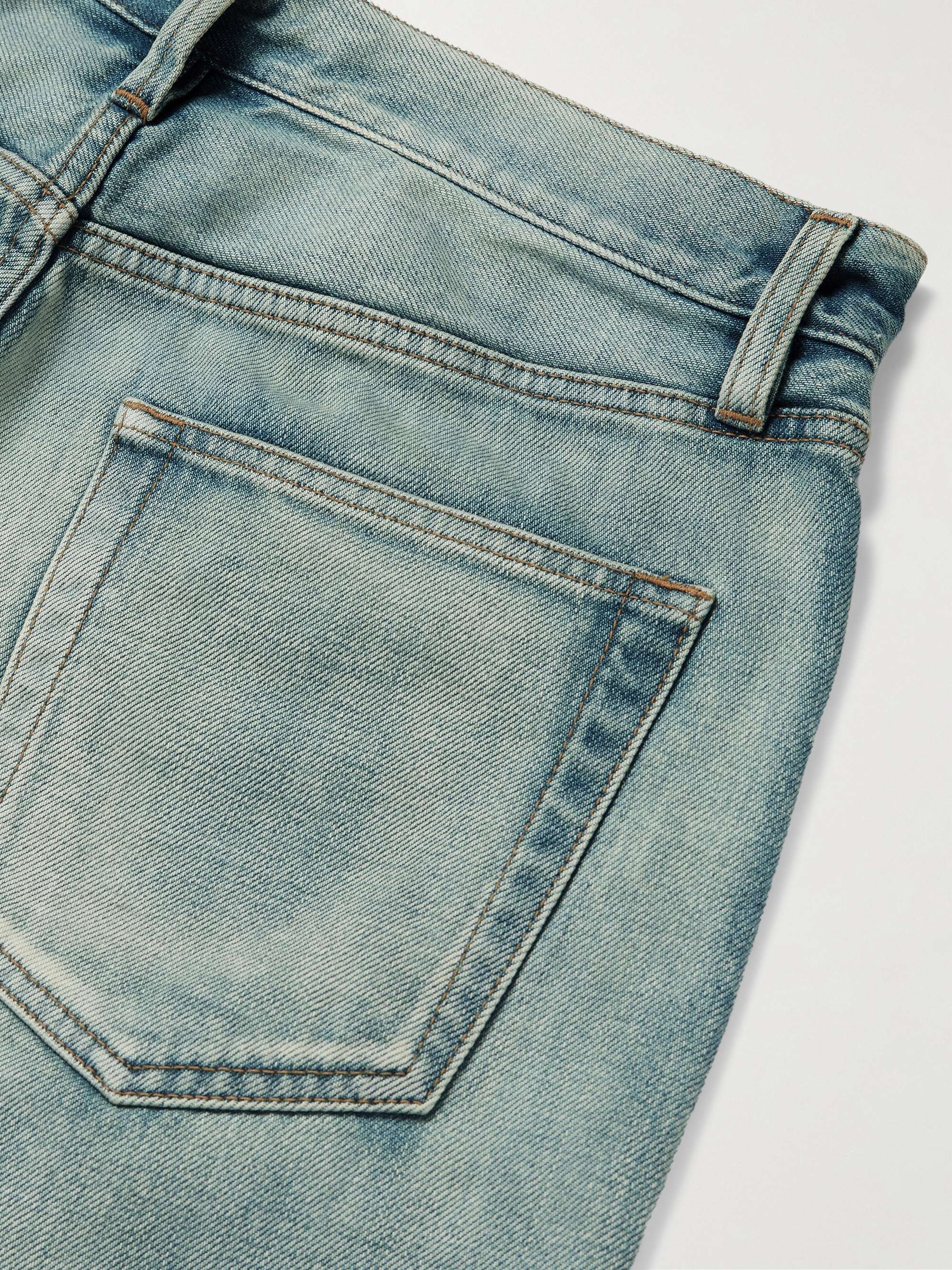 Straight-Leg Logo-Appliquéd Frayed Jeans view