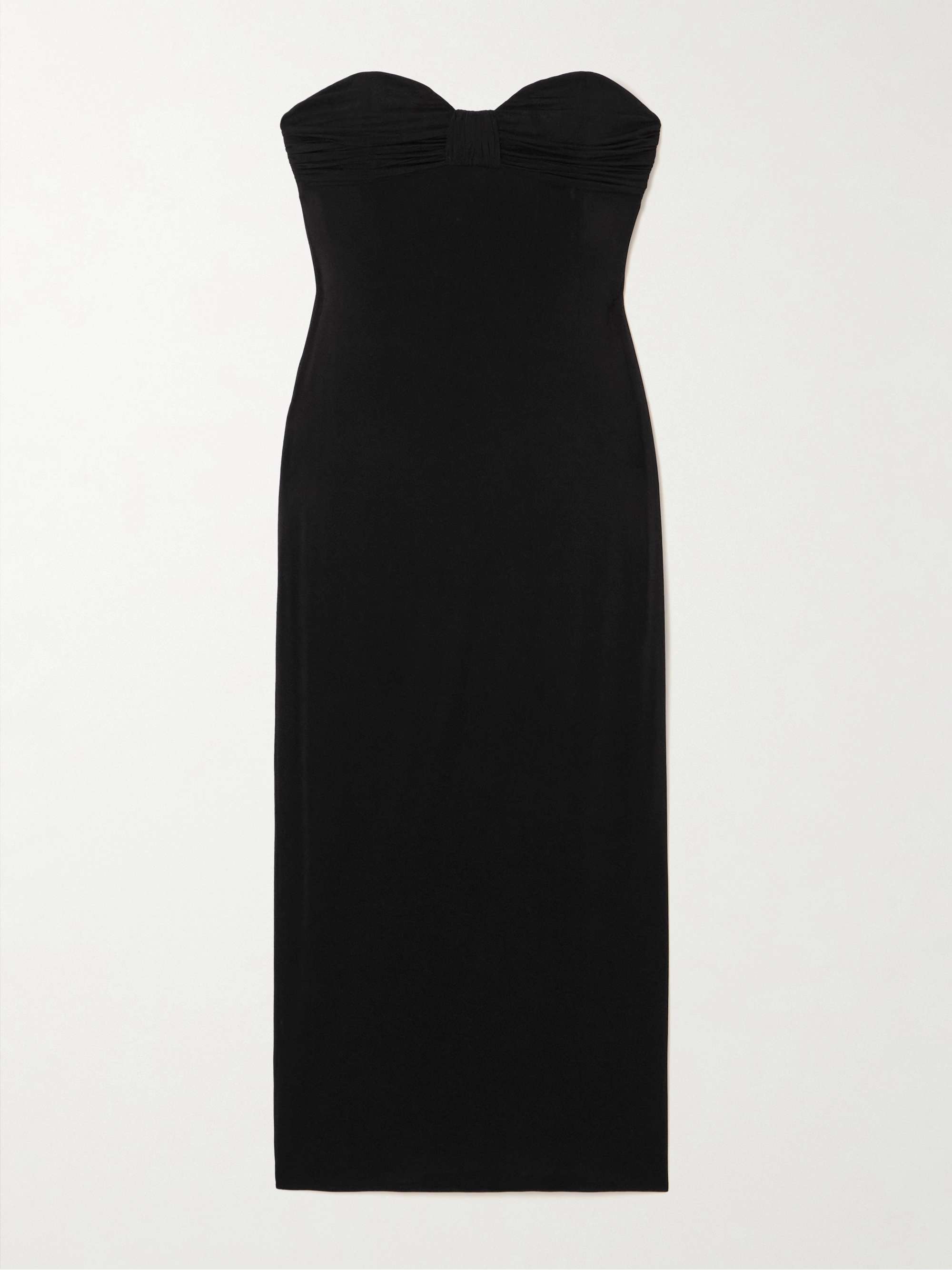 Strapless gathered jersey midi dress view