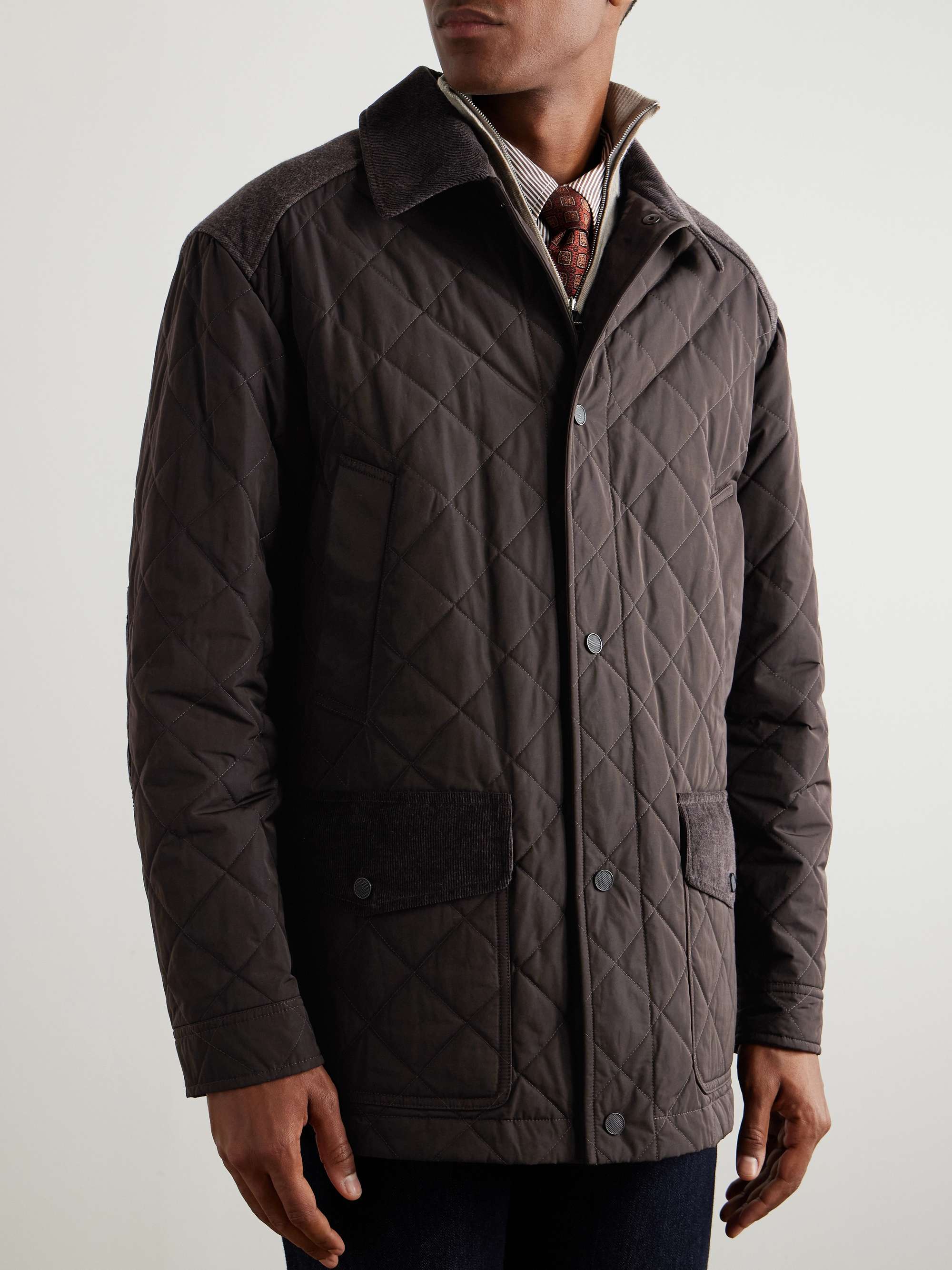 Winchester Corduroy and Knit-Trimmed Quilted Padded Shell Jacket view