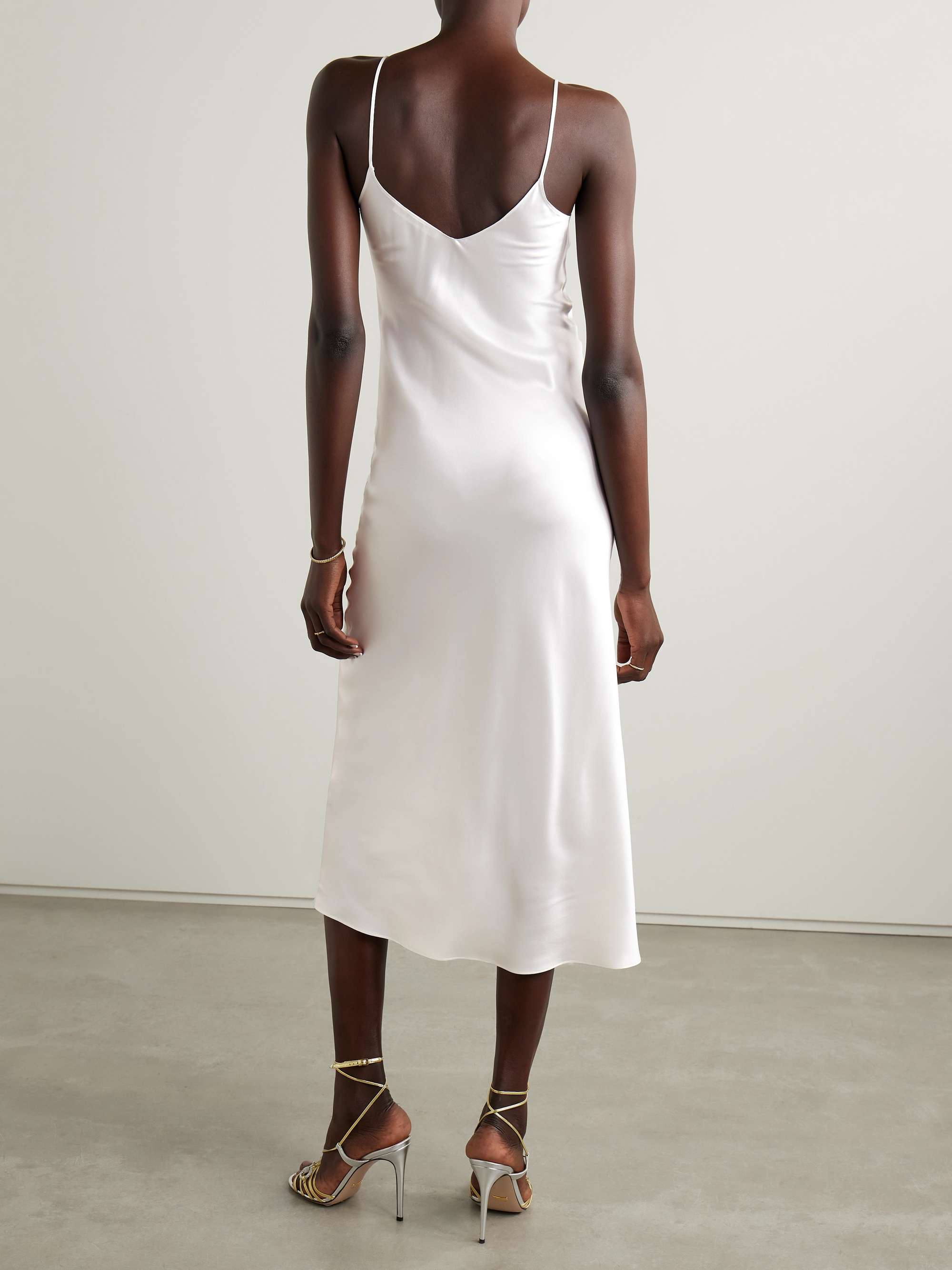 Embellished silk-satin midi dress view