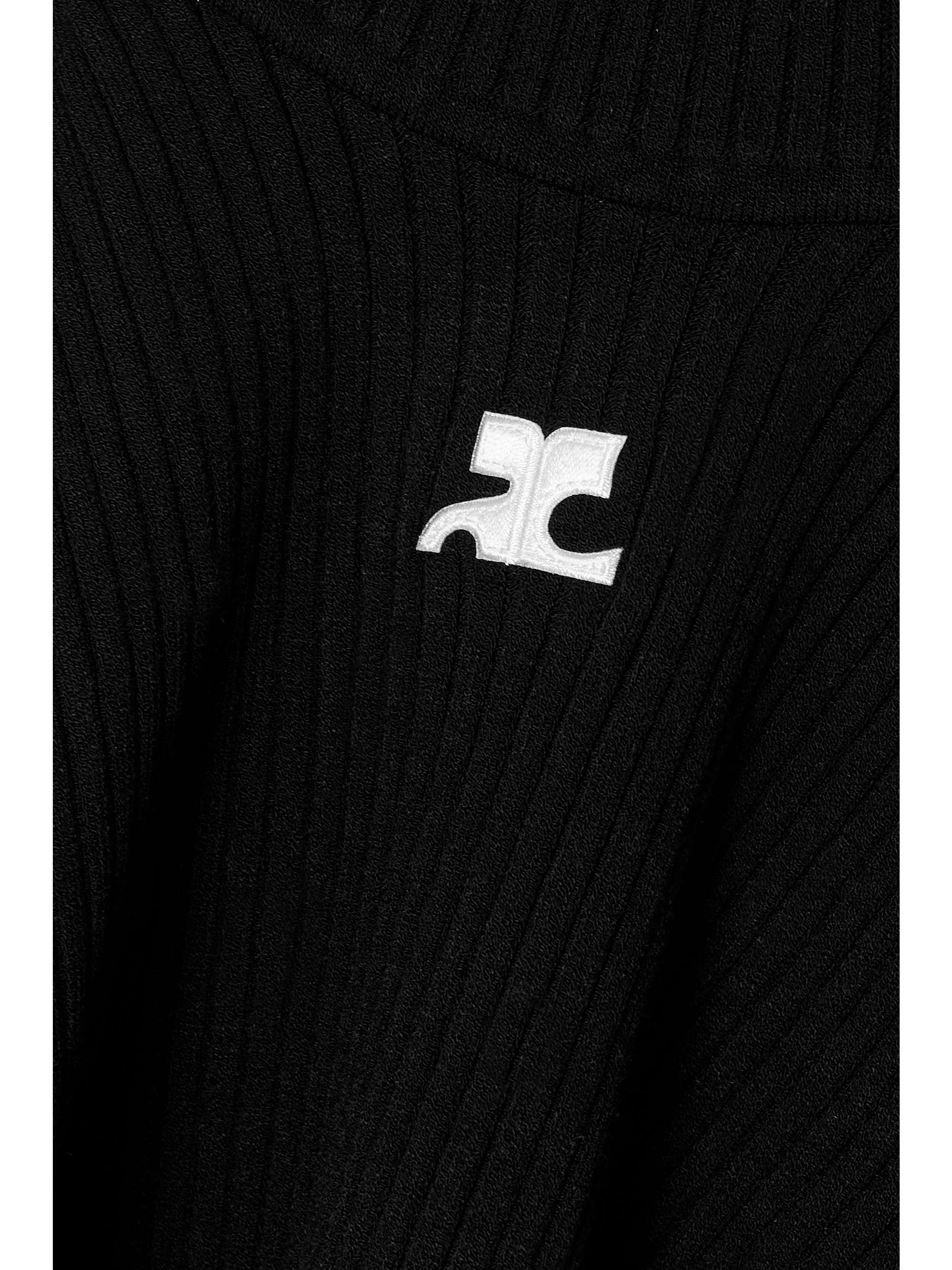 Embroidered ribbed-knit top view
