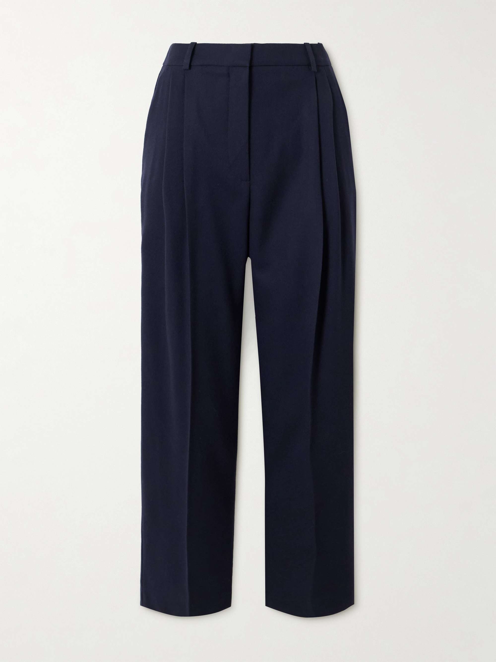 Cropped pleated wool tapered pants view