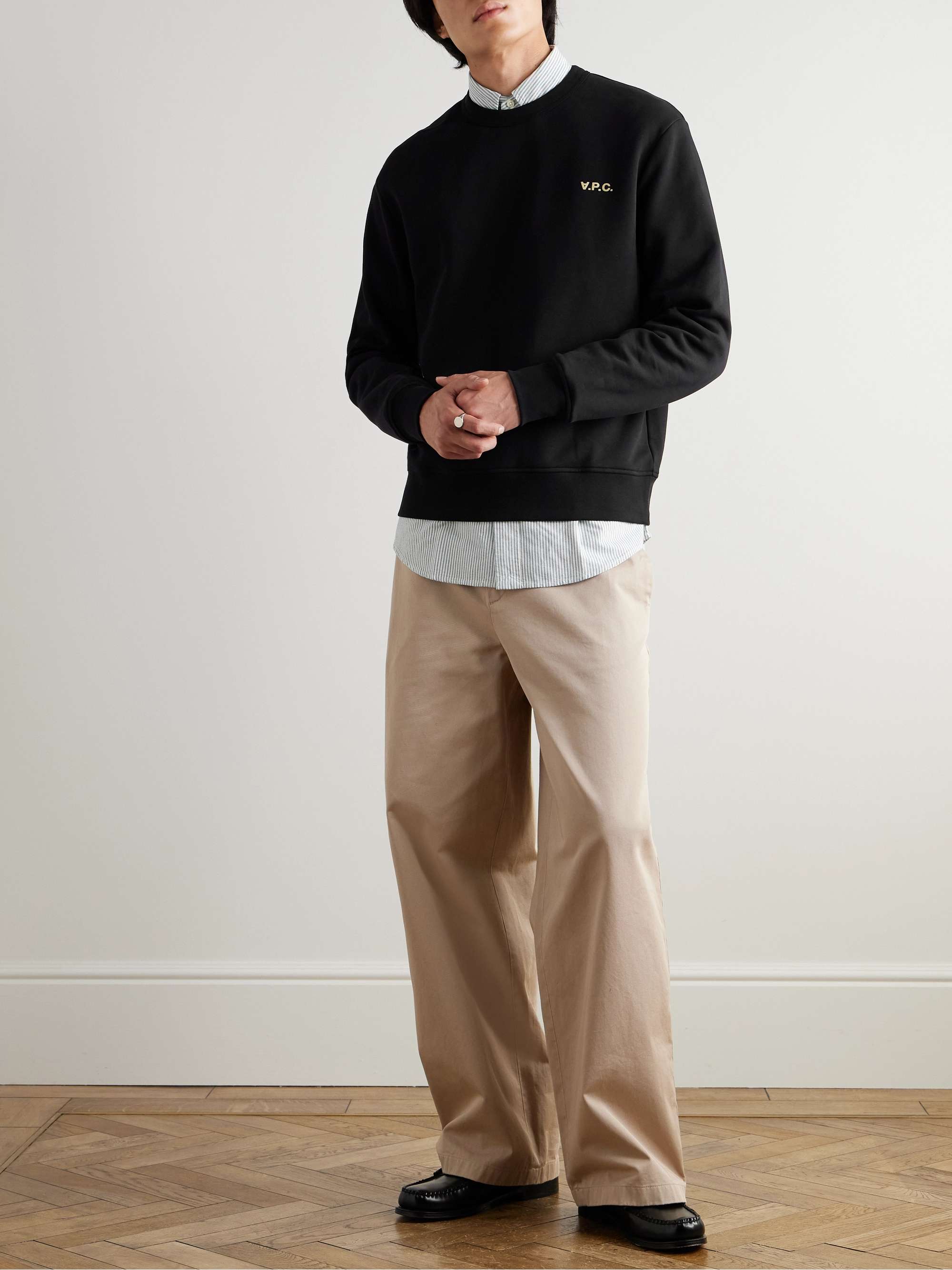 Logo-Flocked Organic Cotton-Jersey Sweatshirt view