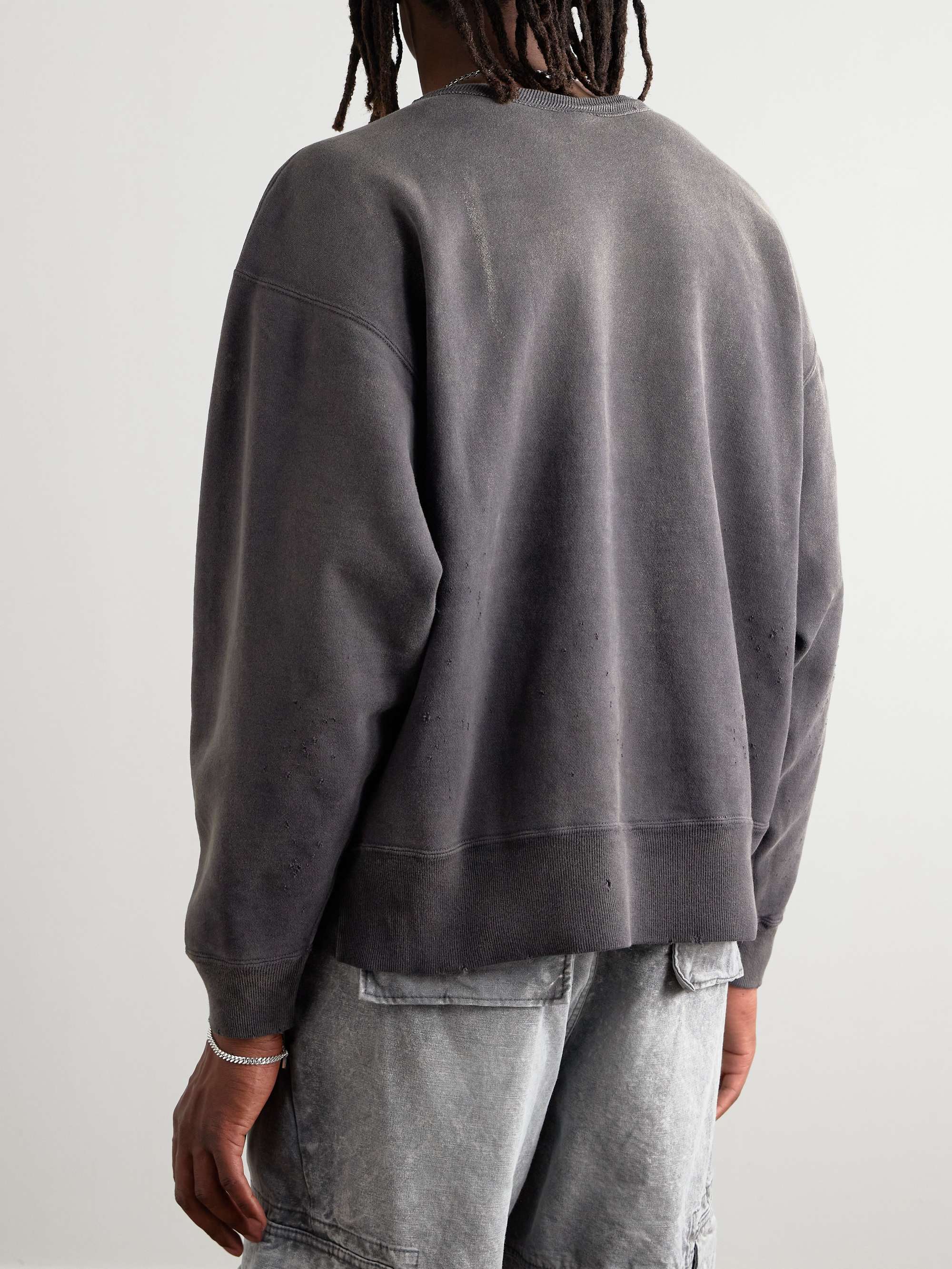Distressed Printed Cotton-Jersey Sweatshirt view