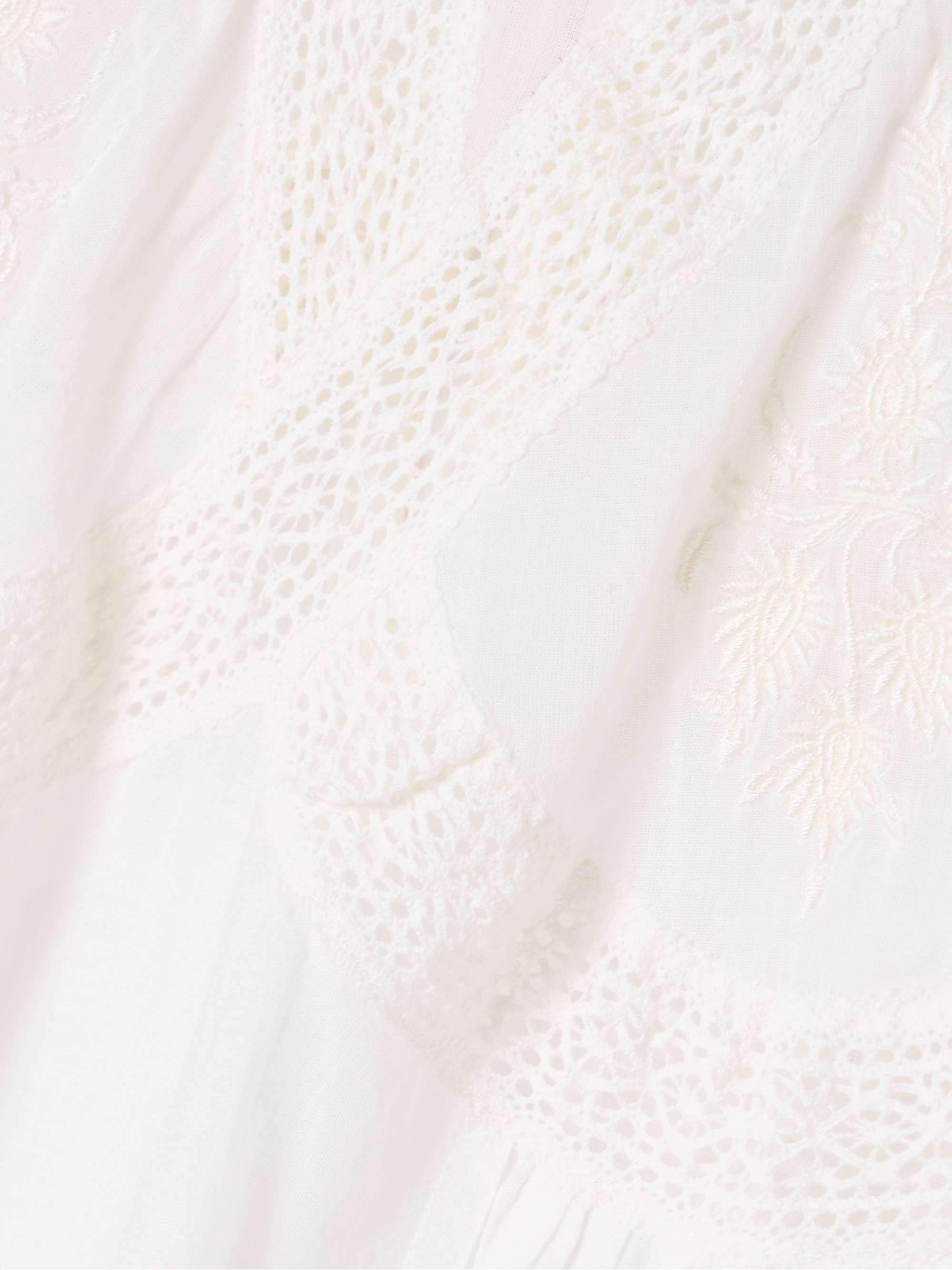 Crochet-trimmed embroidered cotton-voile blouse view