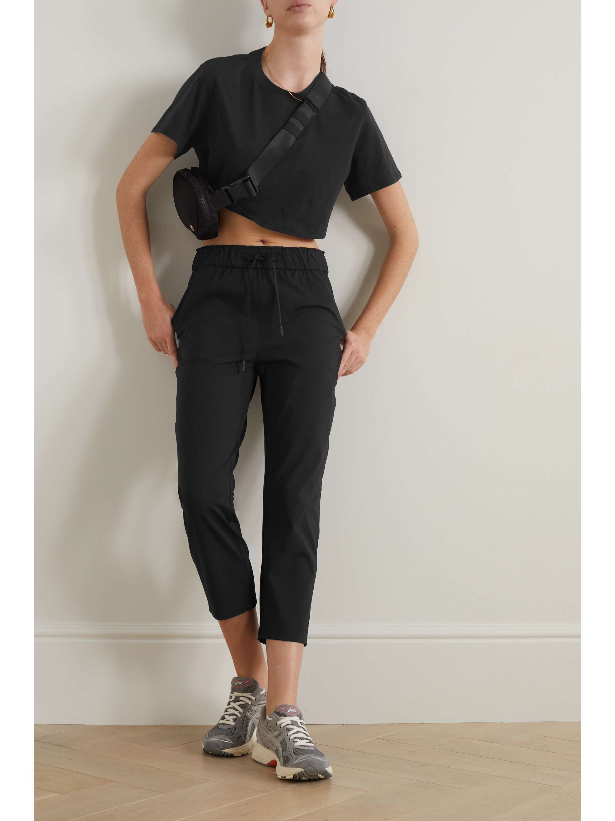 Cropped high-rise stretch track pants view