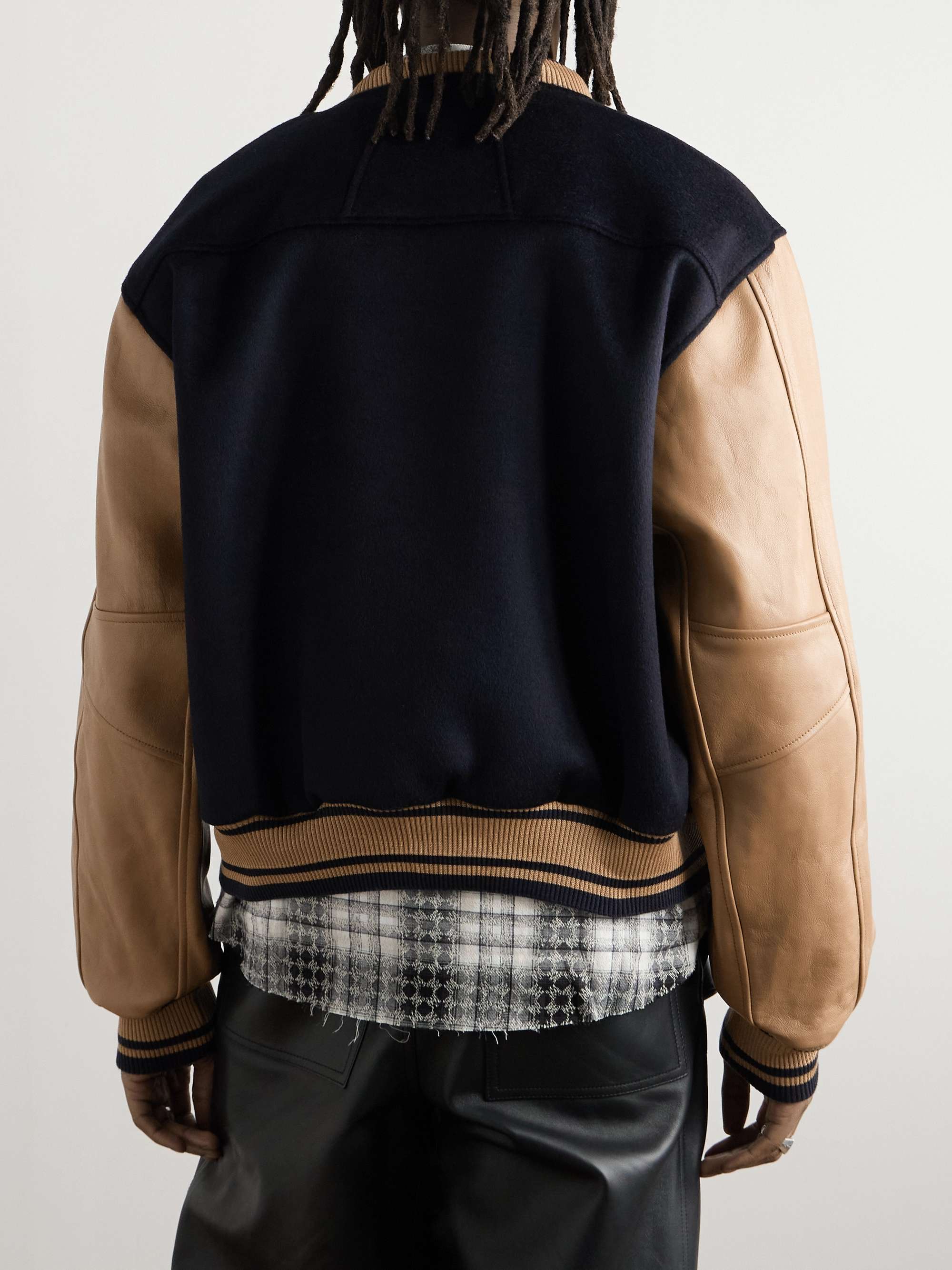 Logo-Appliquéd Wool-Felt and Leather Varsity Jacket view