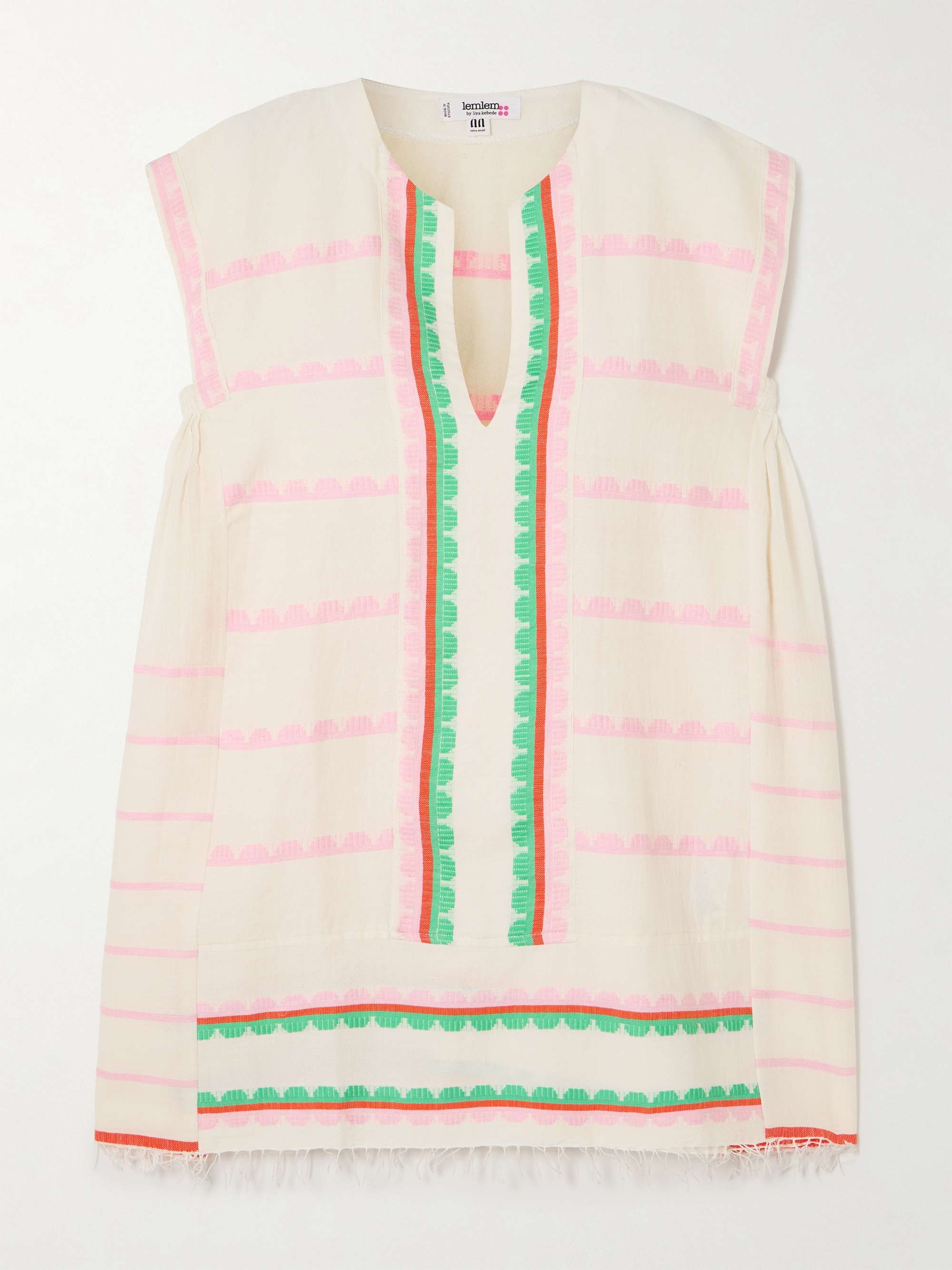 Elina fringed striped cotton kaftan view