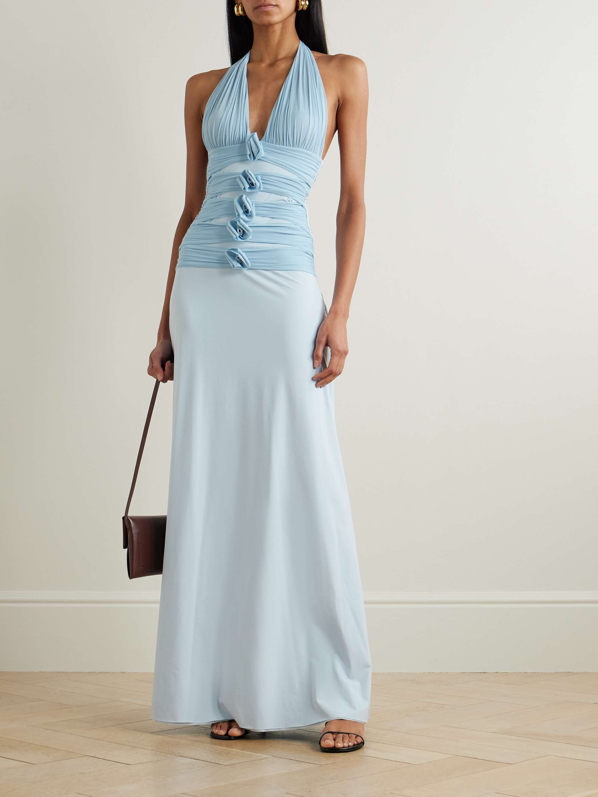 Villadiego appliquéd stretch-jersey halterneck maxi dress view