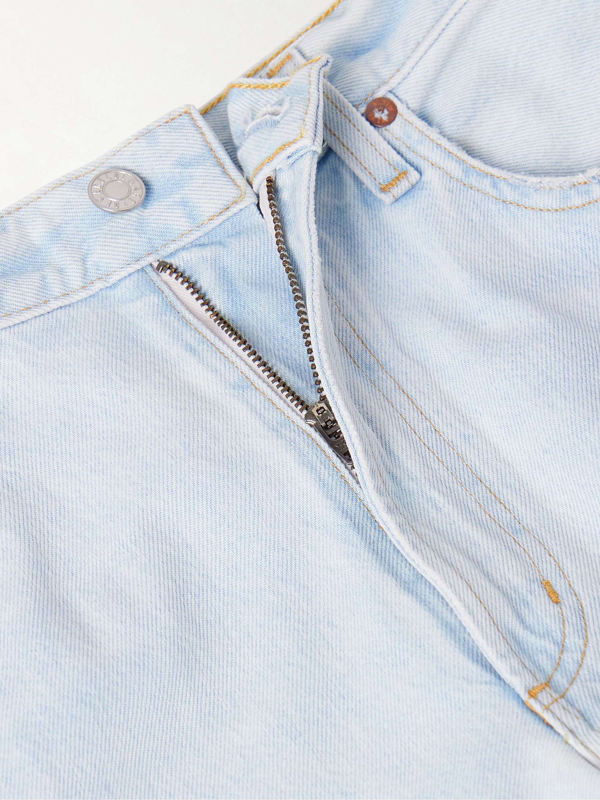 Low Curve frayed mid-rise wide-leg jeans view