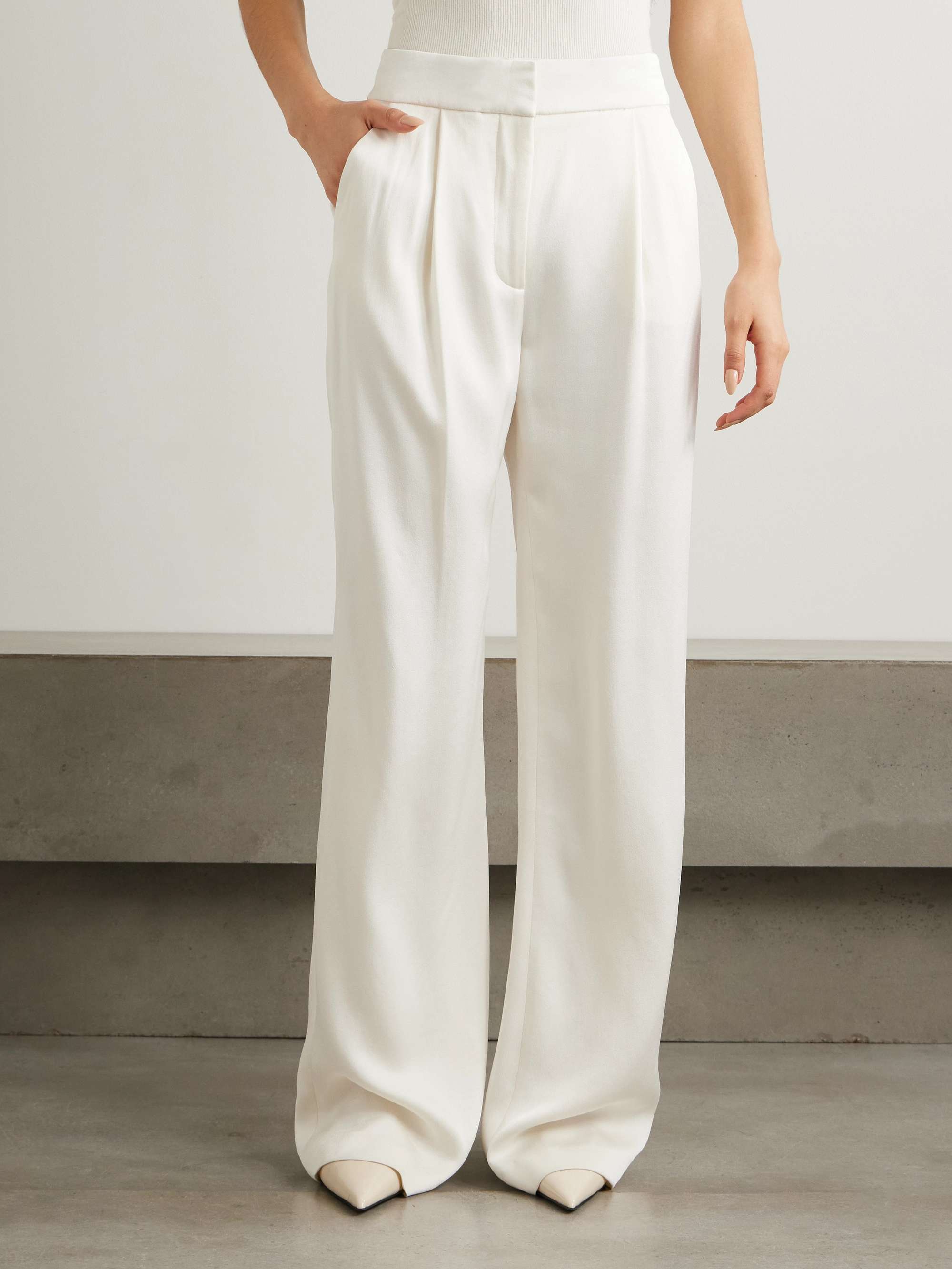 Robinne pleated crepe wide-leg pants view