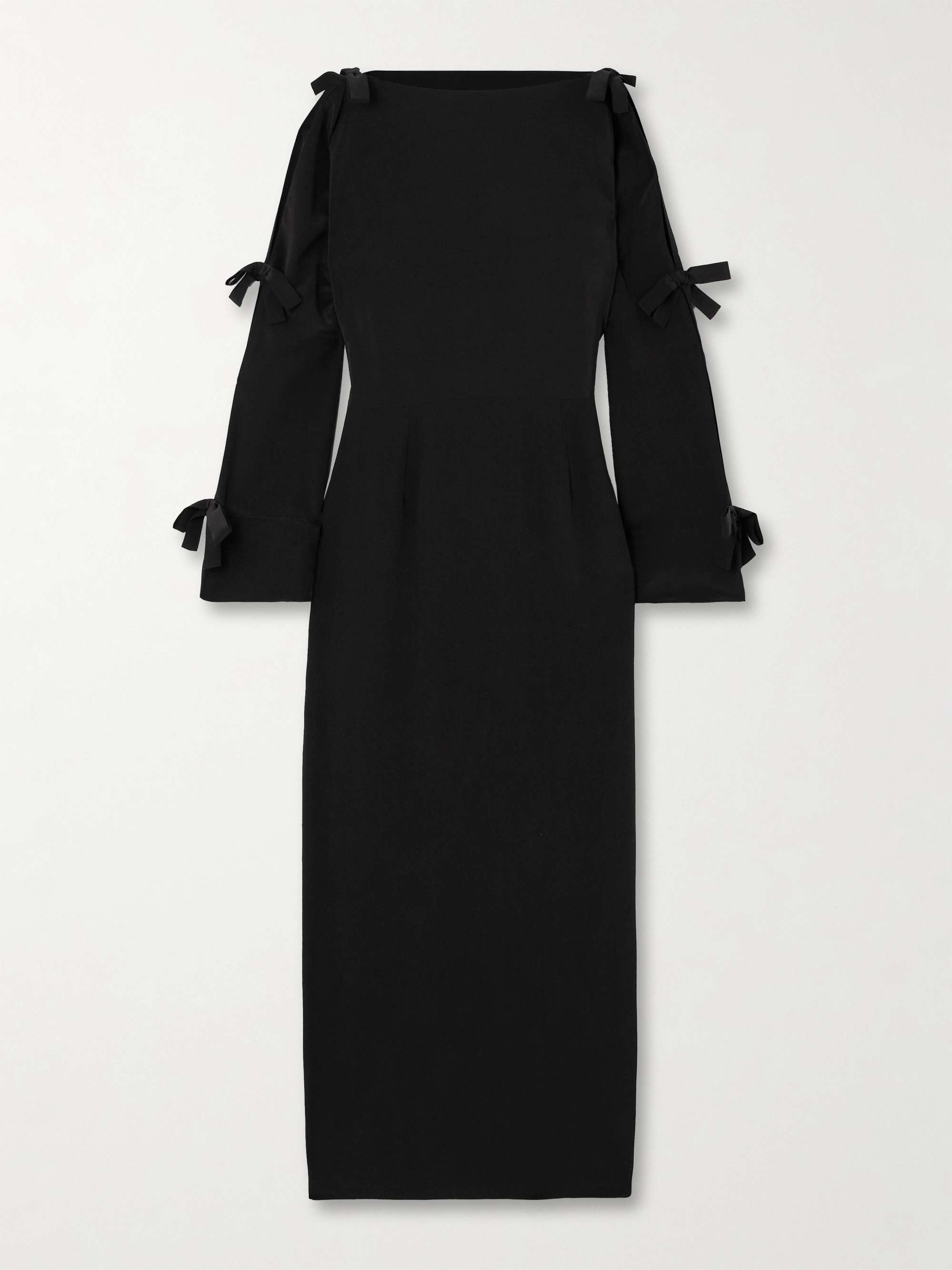 Bow-embellished silk crepe de chine midi dress view