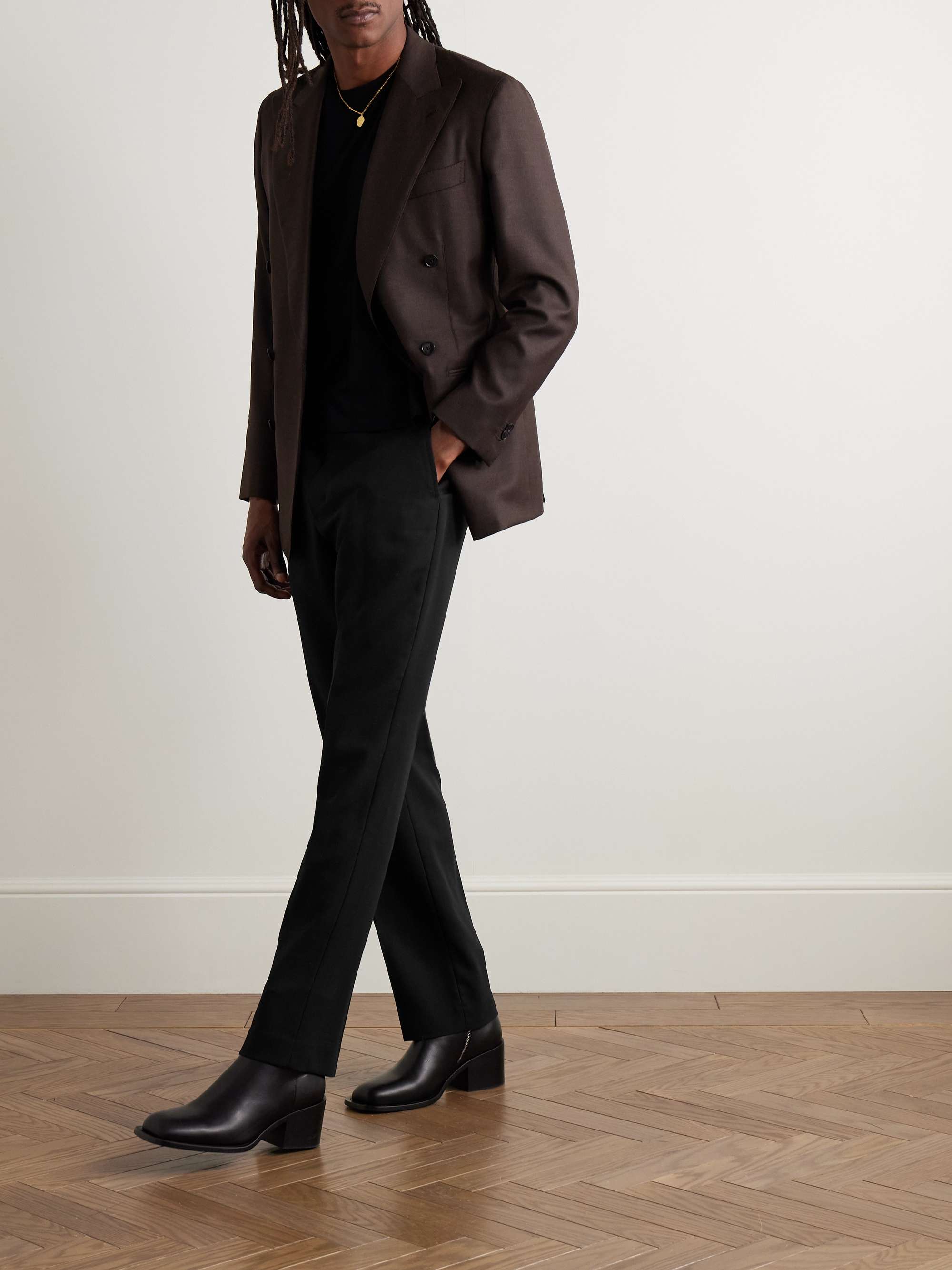 Straight-Leg Virgin Wool-Gabardine Trousers view