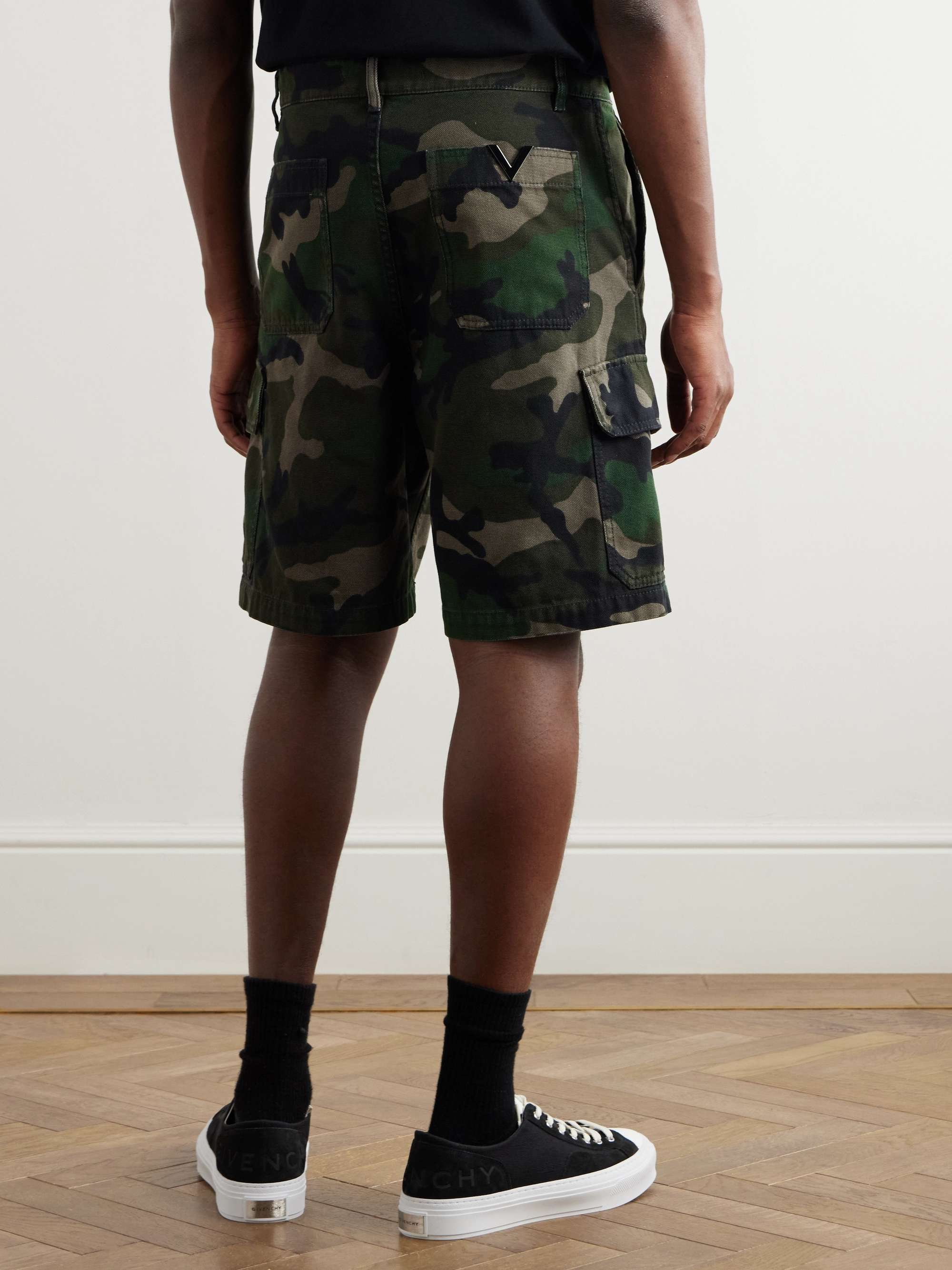 Straight-Leg Camouflage-Print Canvas Cargo Shorts view