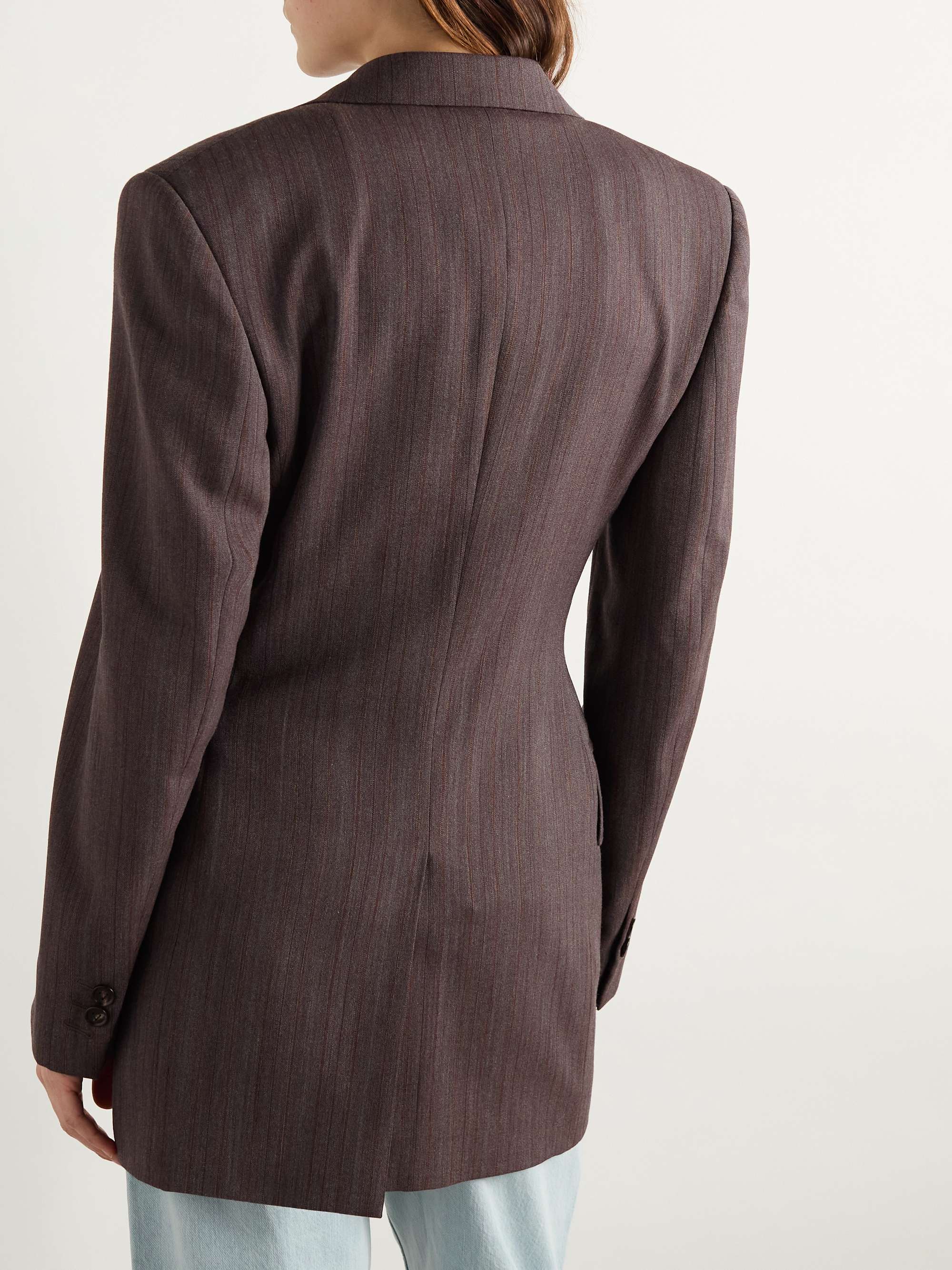 Striped wool-blend twill blazer view