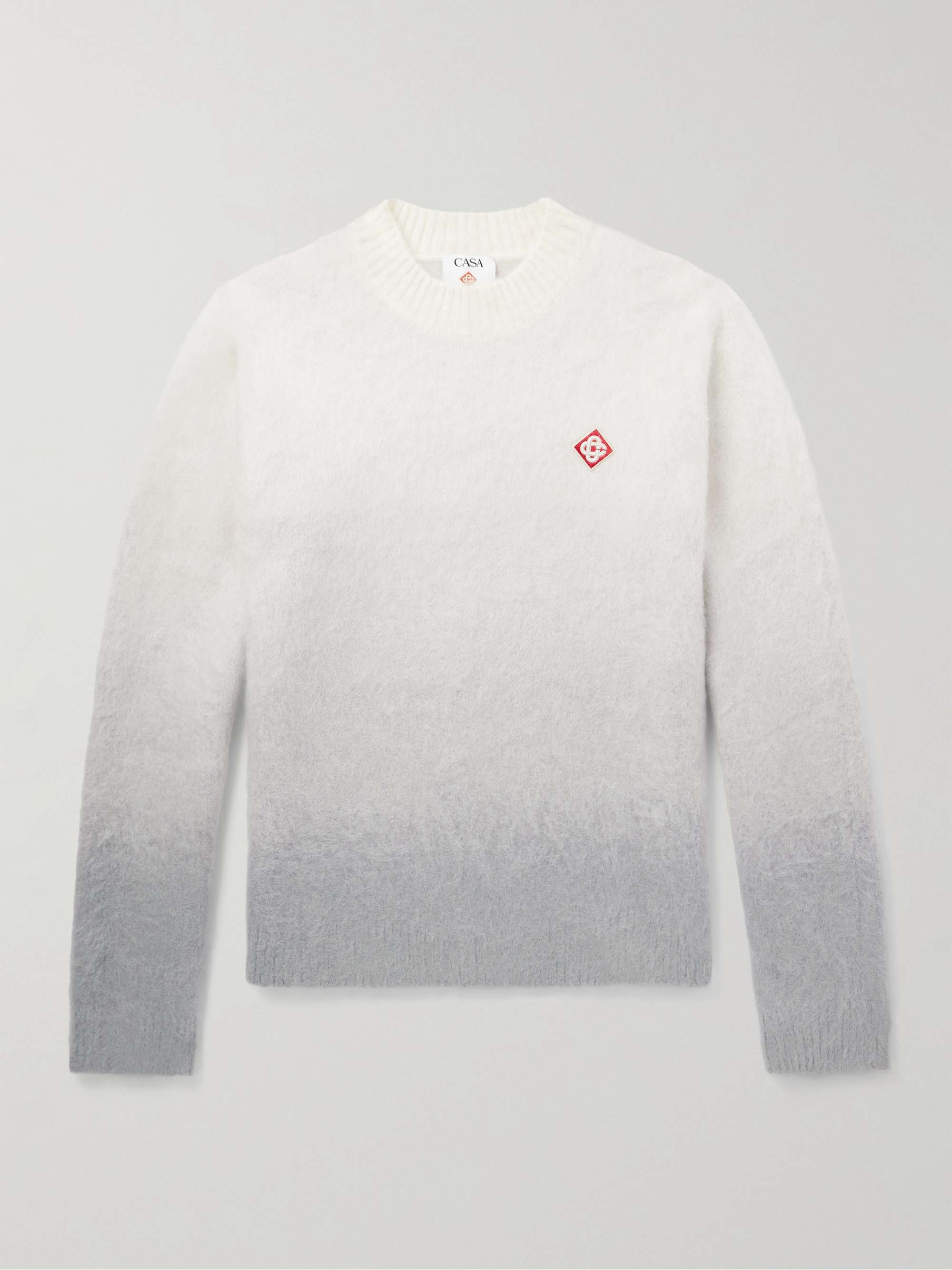Logo-Appliquéd Dip-Dyed Brushed-Knit Sweater view