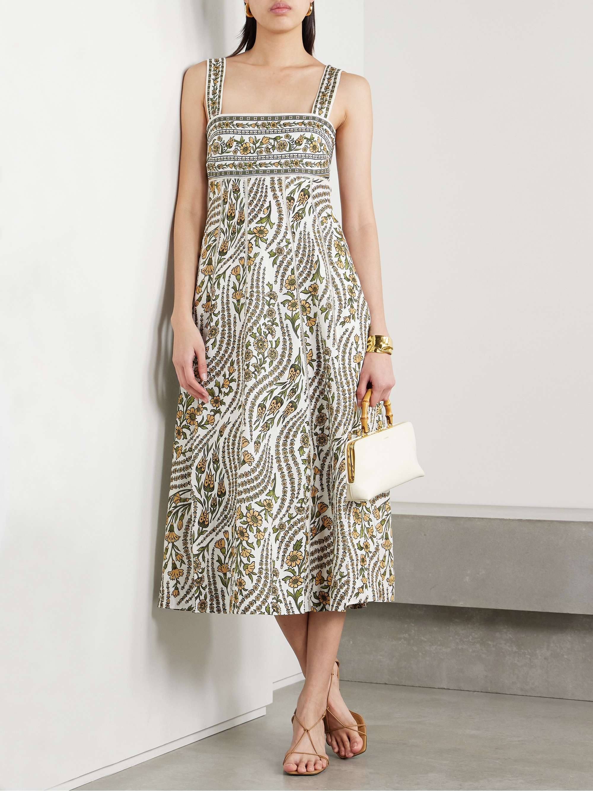 Rye open-back floral-print linen midi dress view