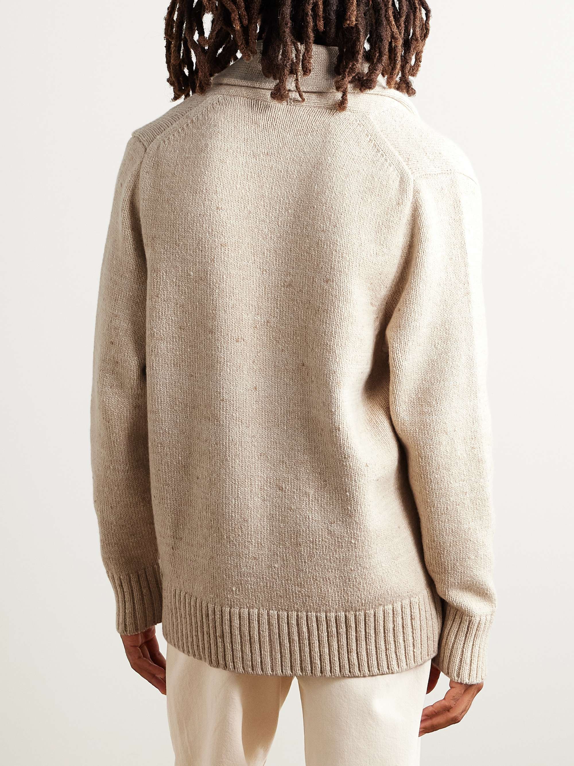 Shawl-Collar Merino Wool and Cashmere-Blend Cardigan view