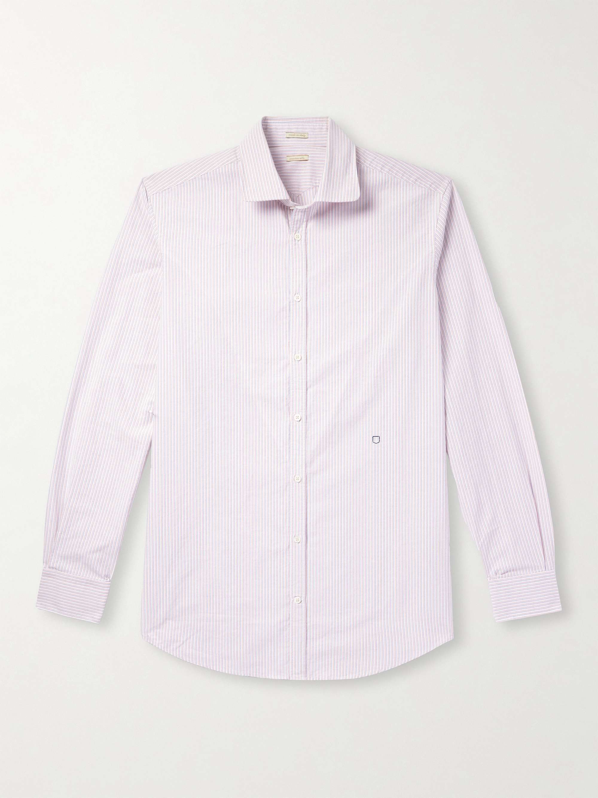 Cutaway-Collar Striped Cotton-Poplin Shirt view