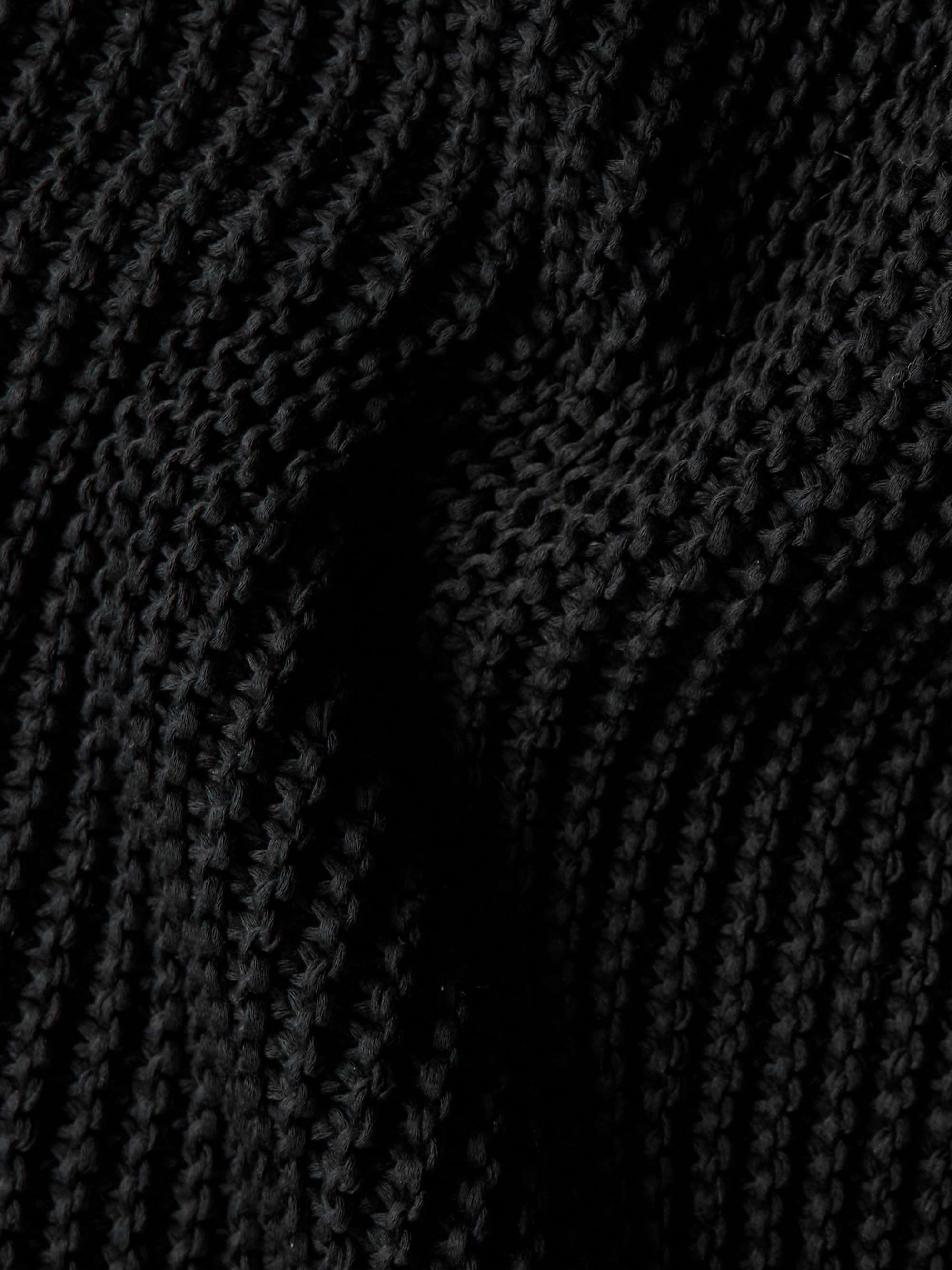 Cropped Ribbed Logo-Jacquard Cotton Sweater view