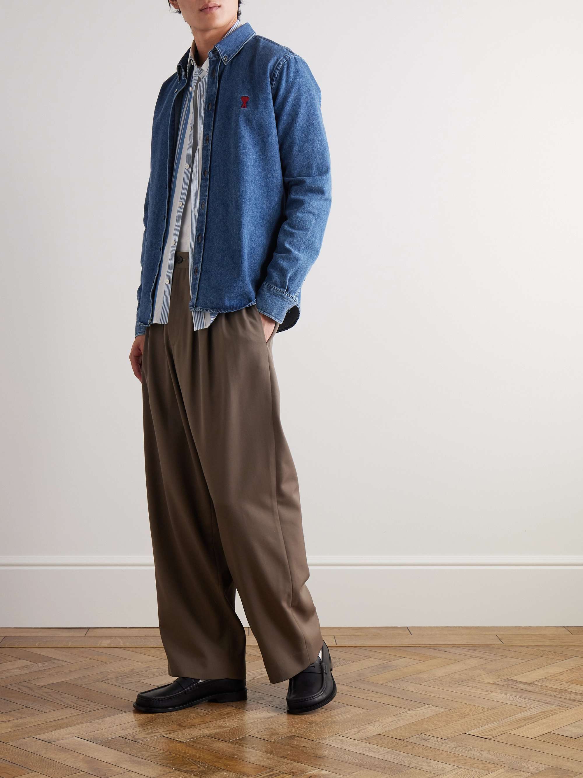 ADC Button-Down Collar Logo-Embroidered Denim Shirt view