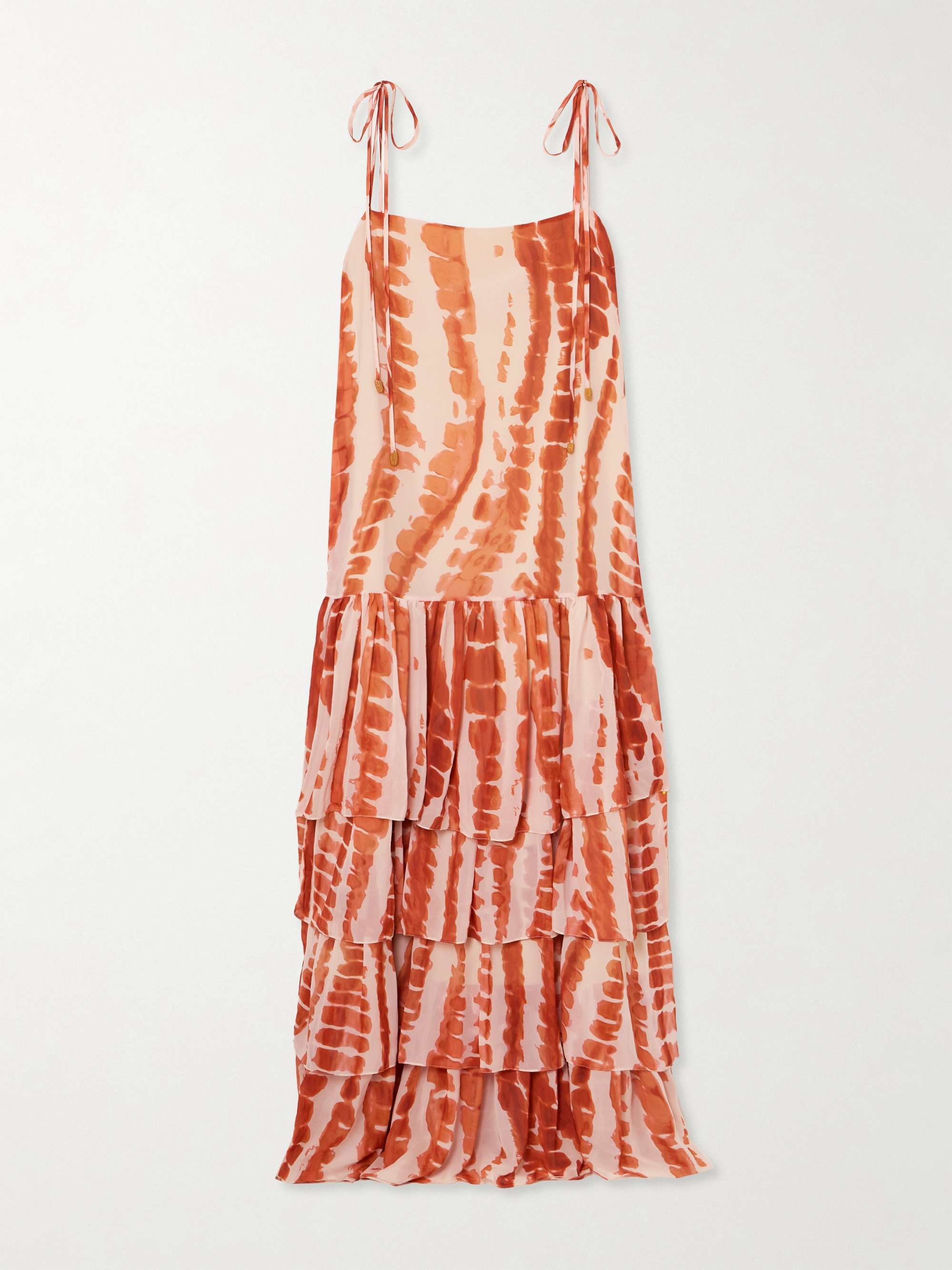 Tha embellished tiered printed recycled-chiffon maxi dress view