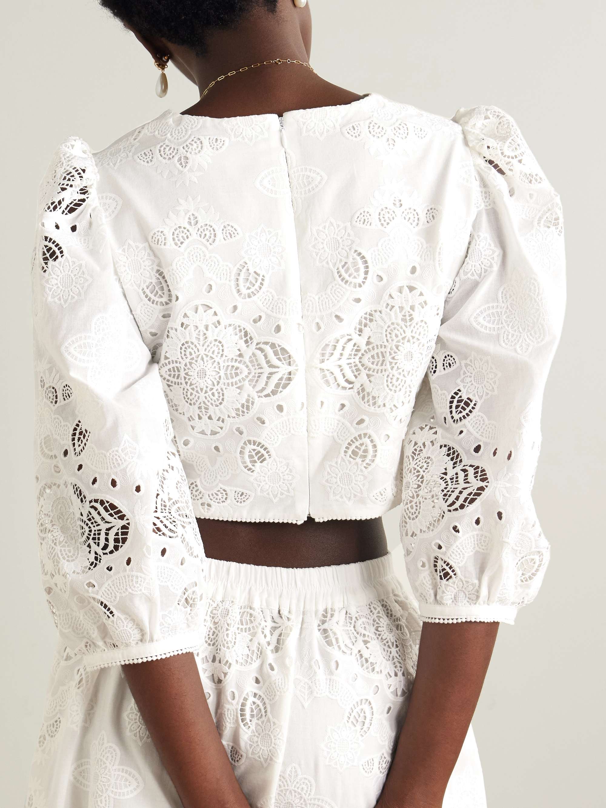 Alfie cropped broderie anglaise poplin top view