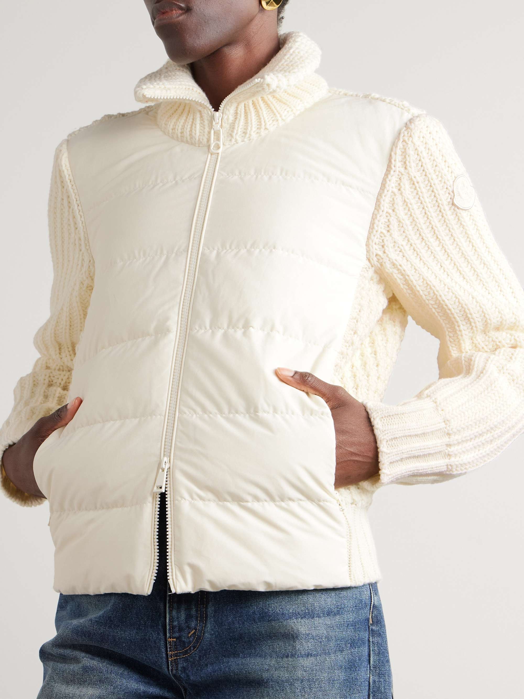 Appliquéd quilted shell-trimmed wool and cashmere-blend down cardigan view