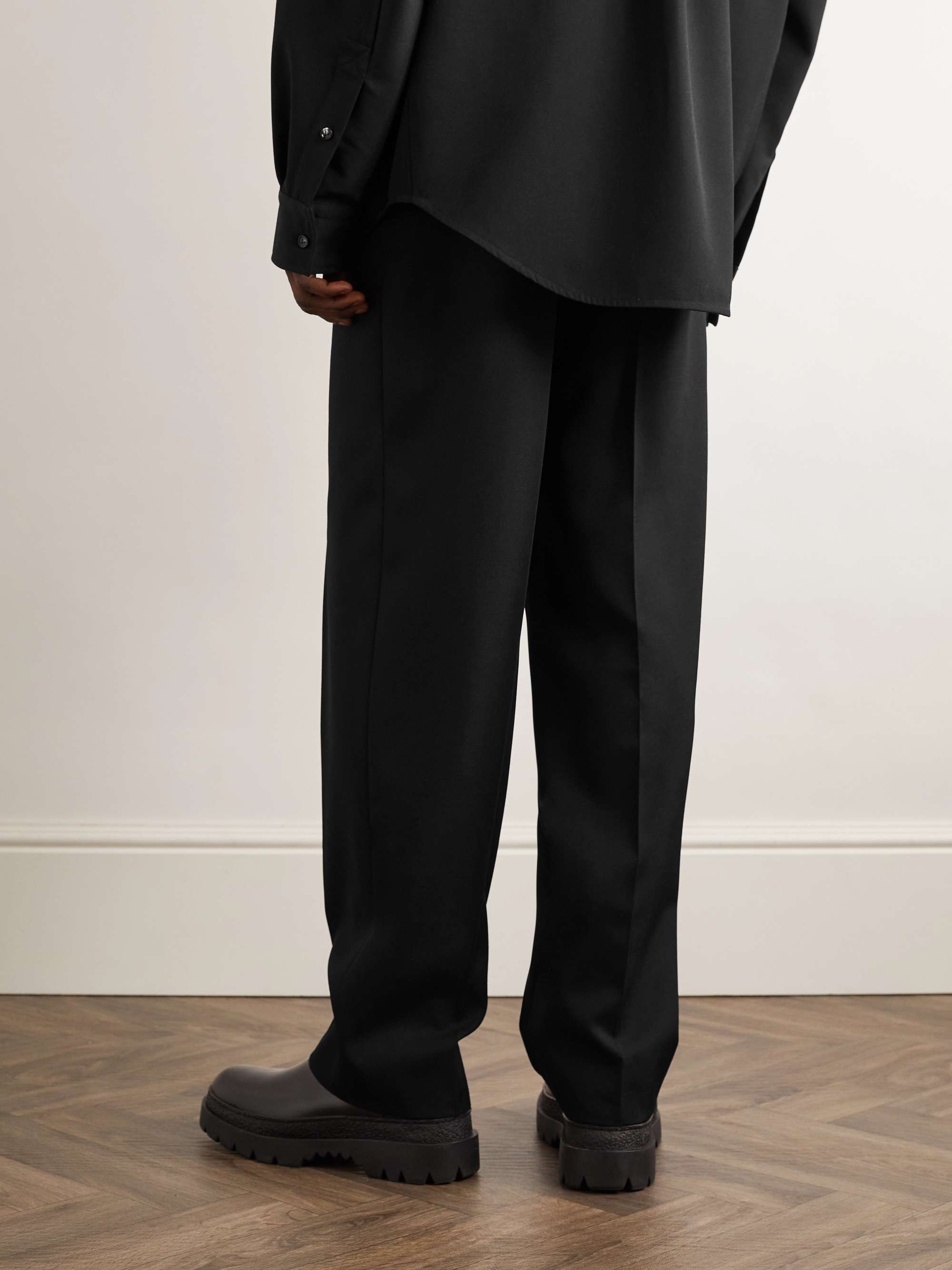 Straight-Leg Wool-Twill Trousers view