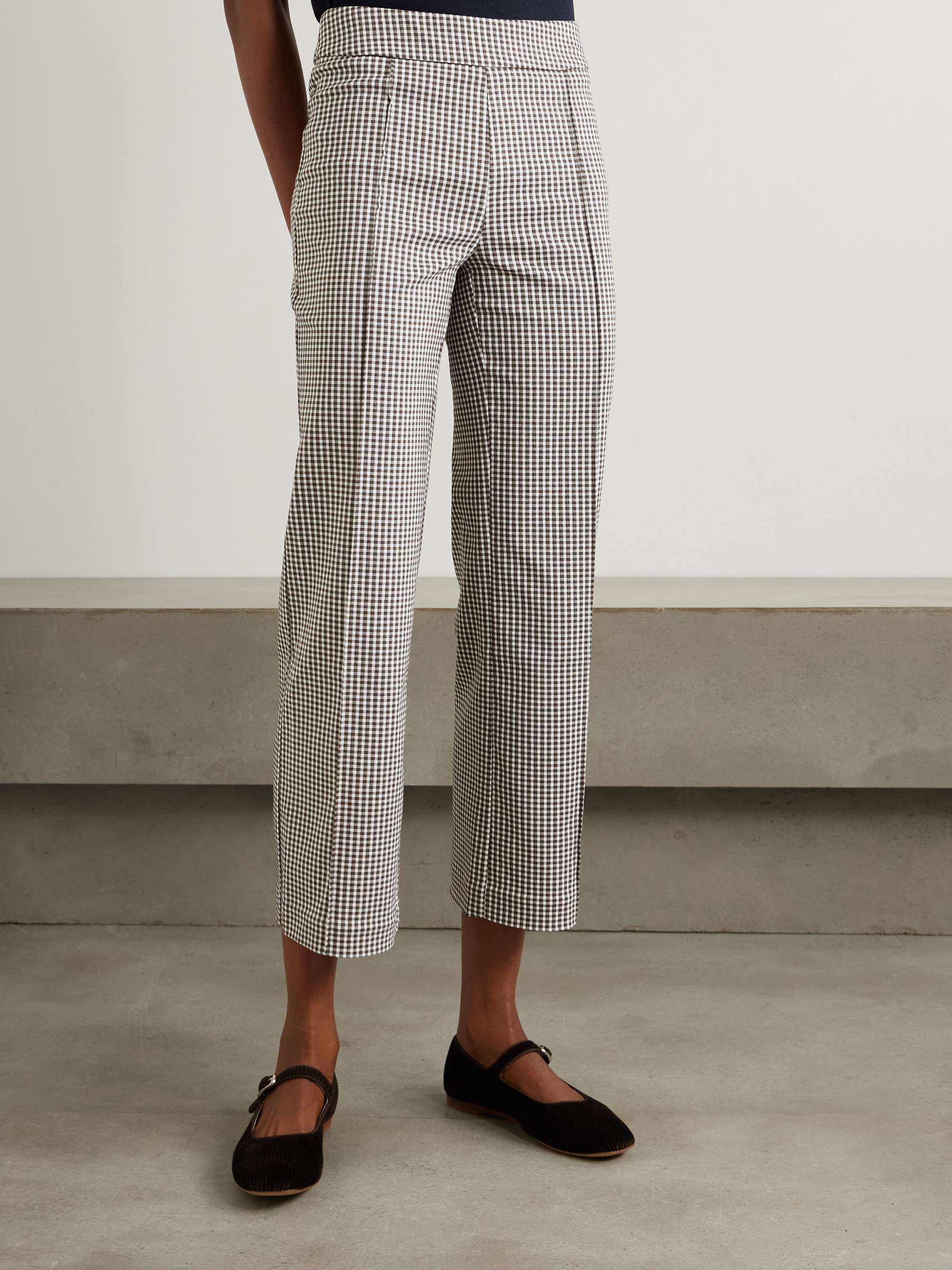 Knack cropped gingham stretch-cady flared pants view