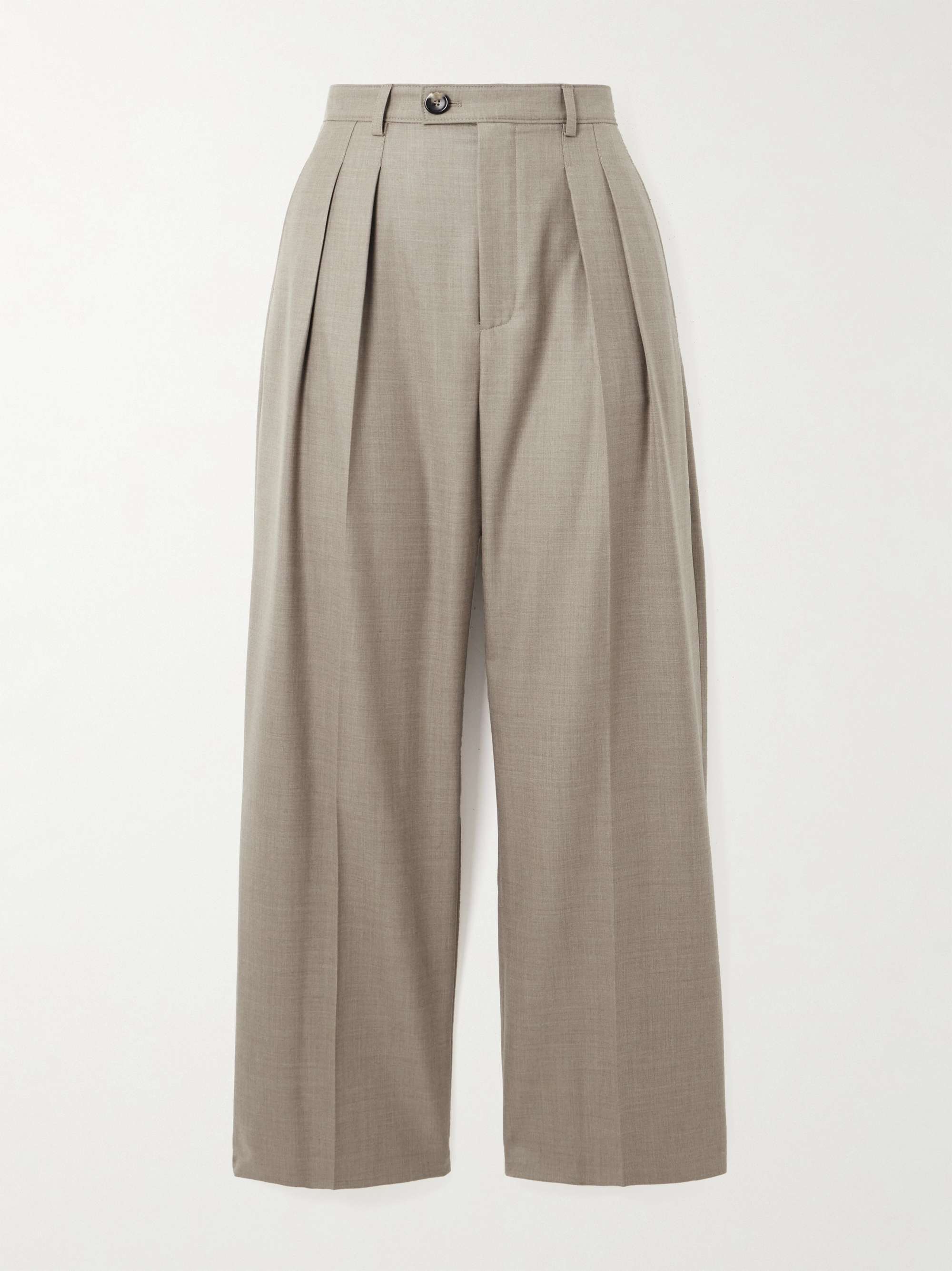 Pleated wool wide-leg pants view