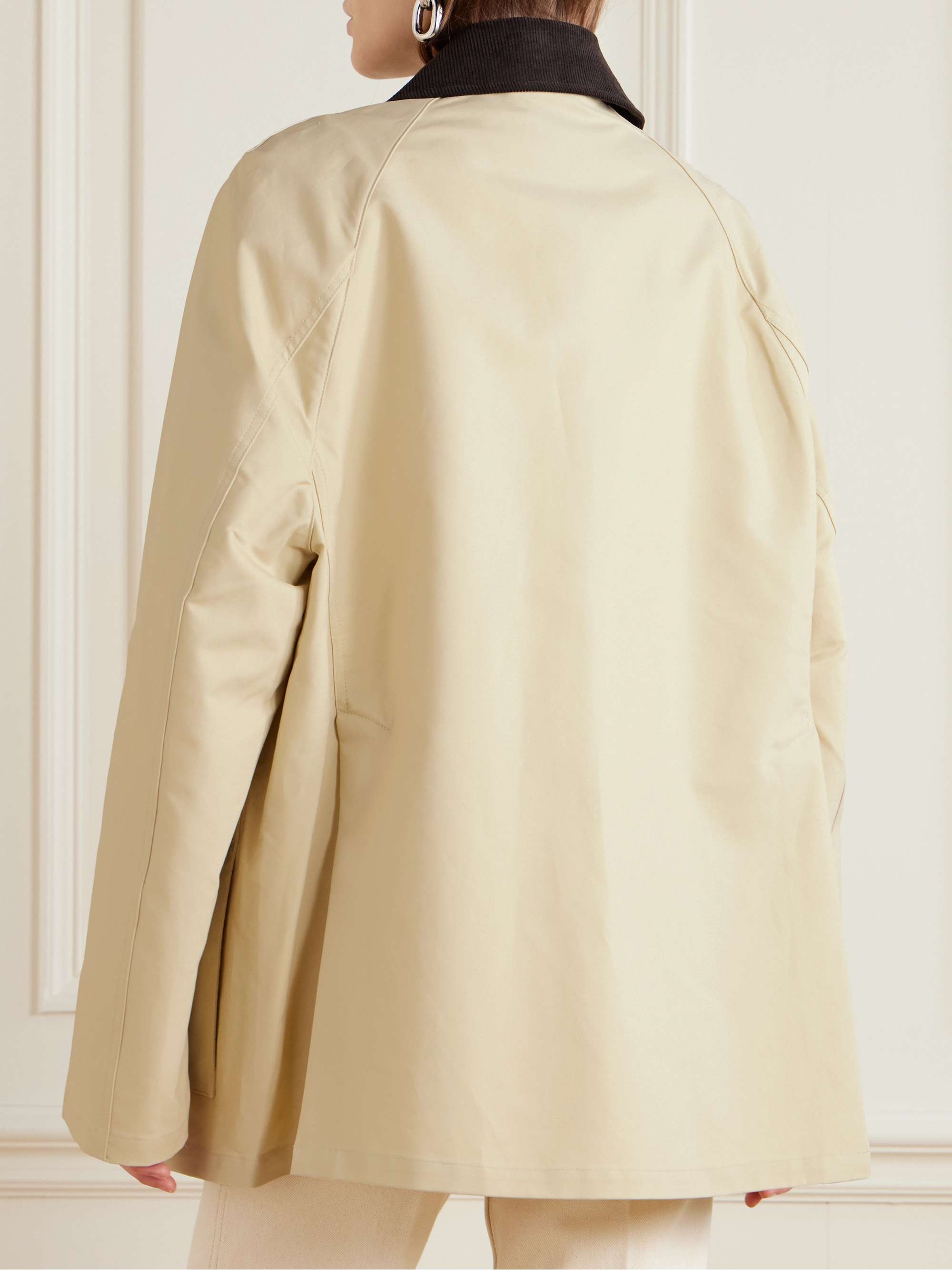 Corduroy-trimmed coated-canvas jacket view